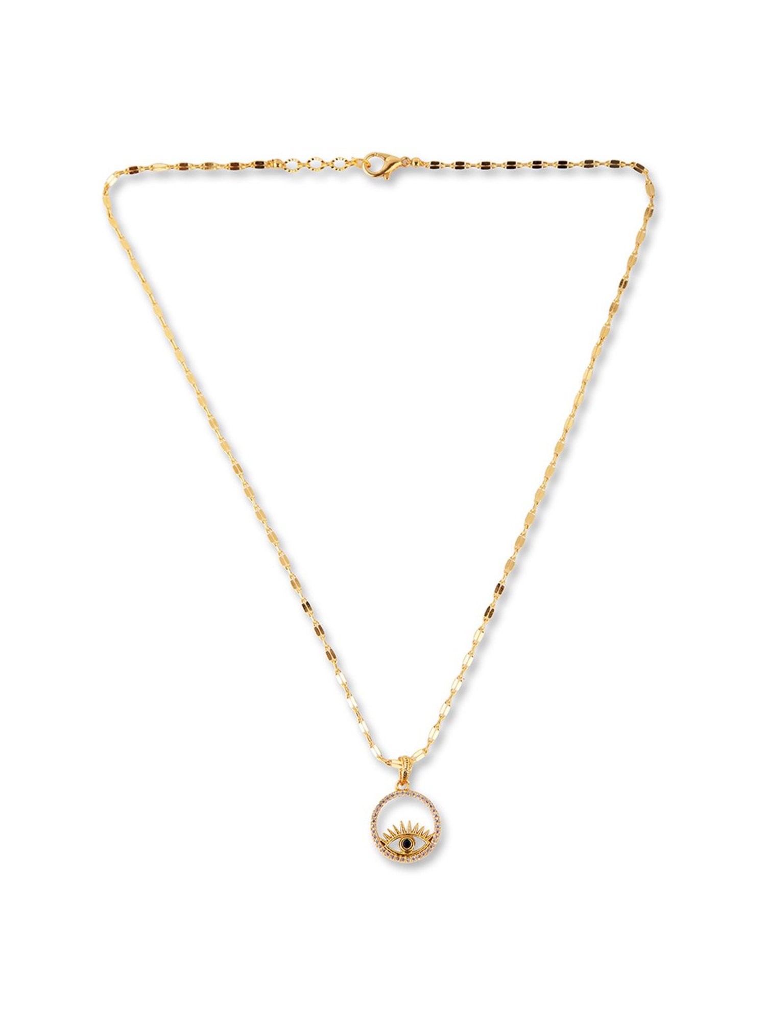 Prita by Priyaasi Gold-Plated Studded Circle Evil Eye Necklace