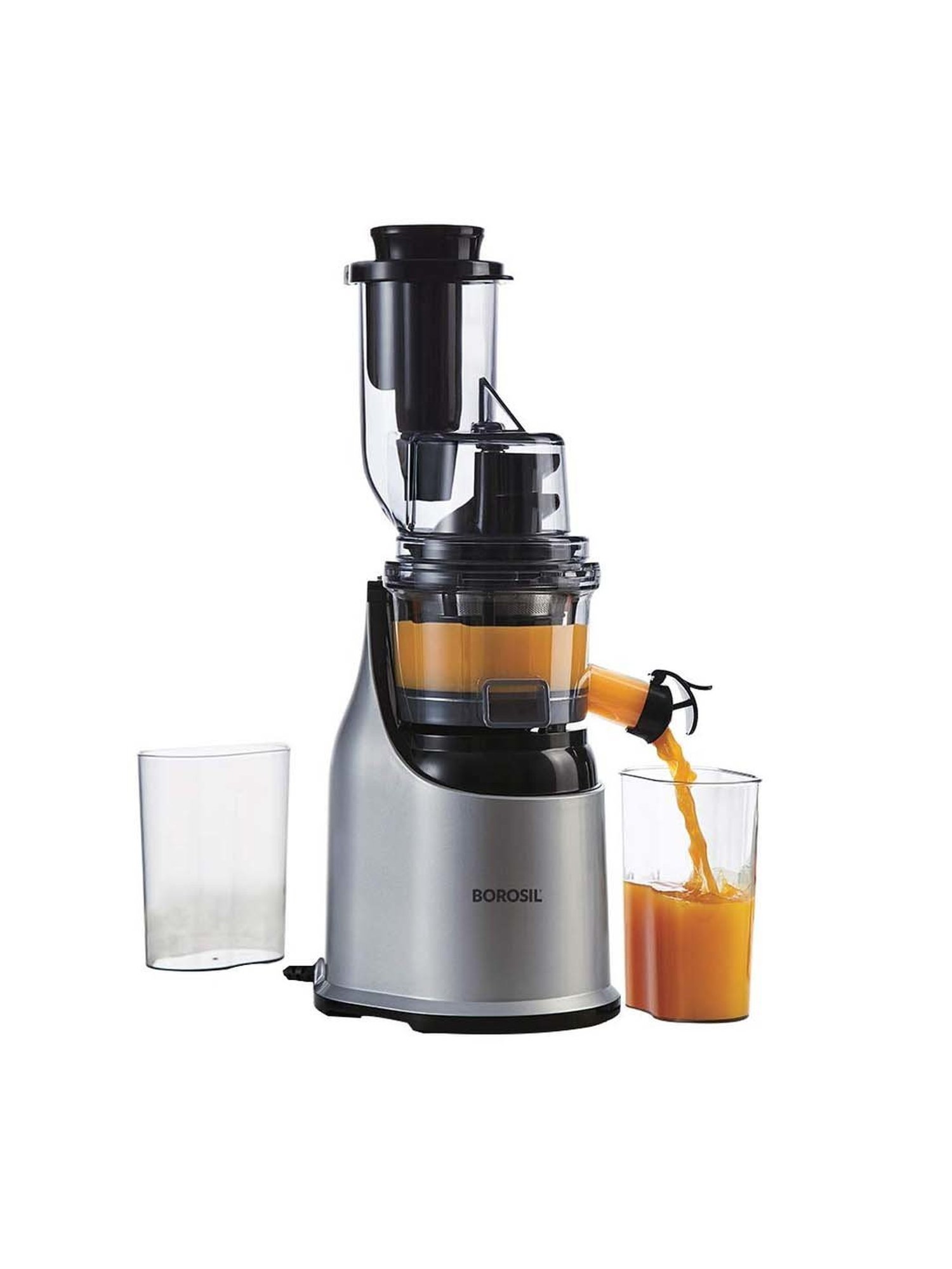 Borosil Health Pro Silver Plastic 200W Cold Press Slow Juicer