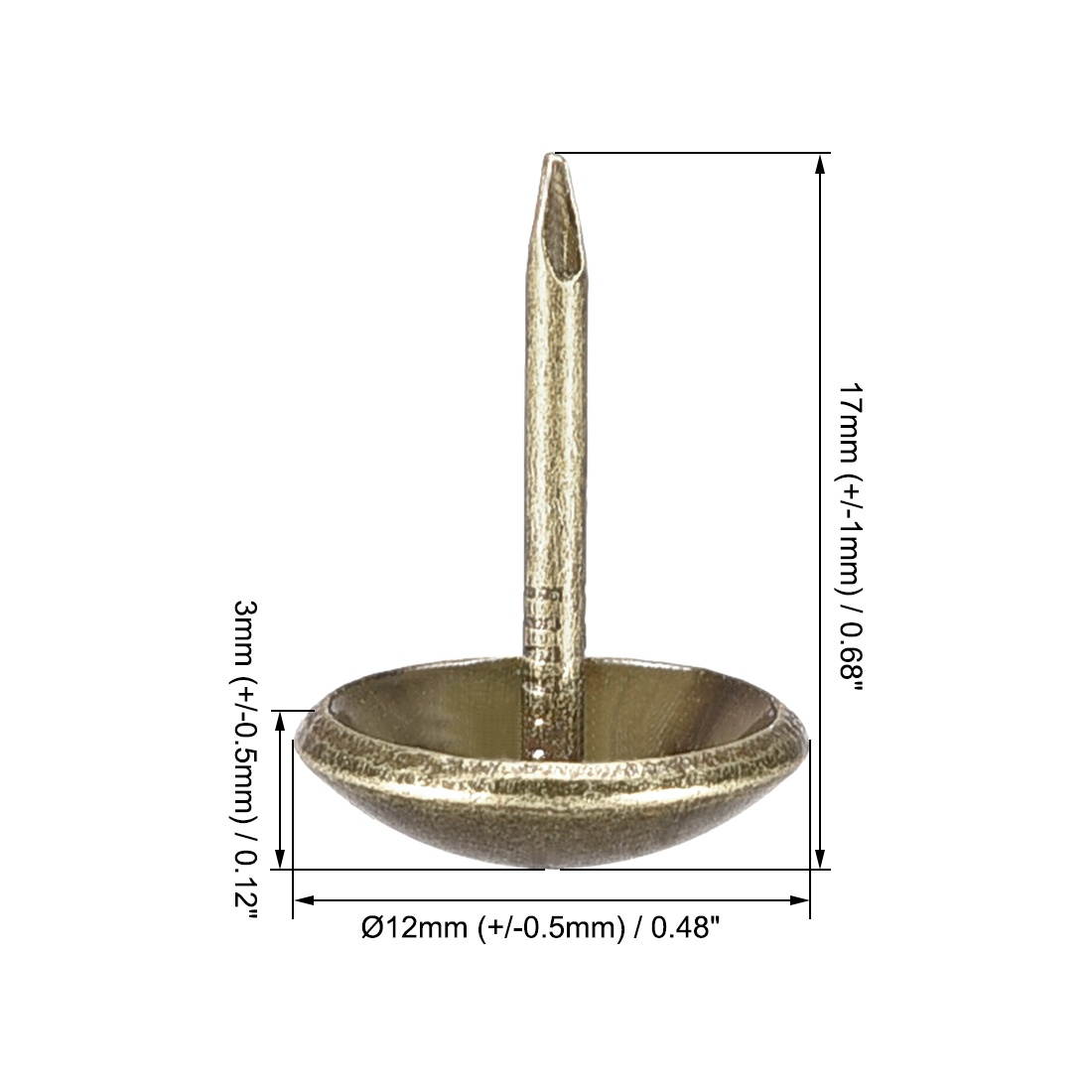 Upholstery Nails Tacks 12mm Dia 17mm Height Antique Round Thumb Push Pins Bronze Tone 50 Pcs