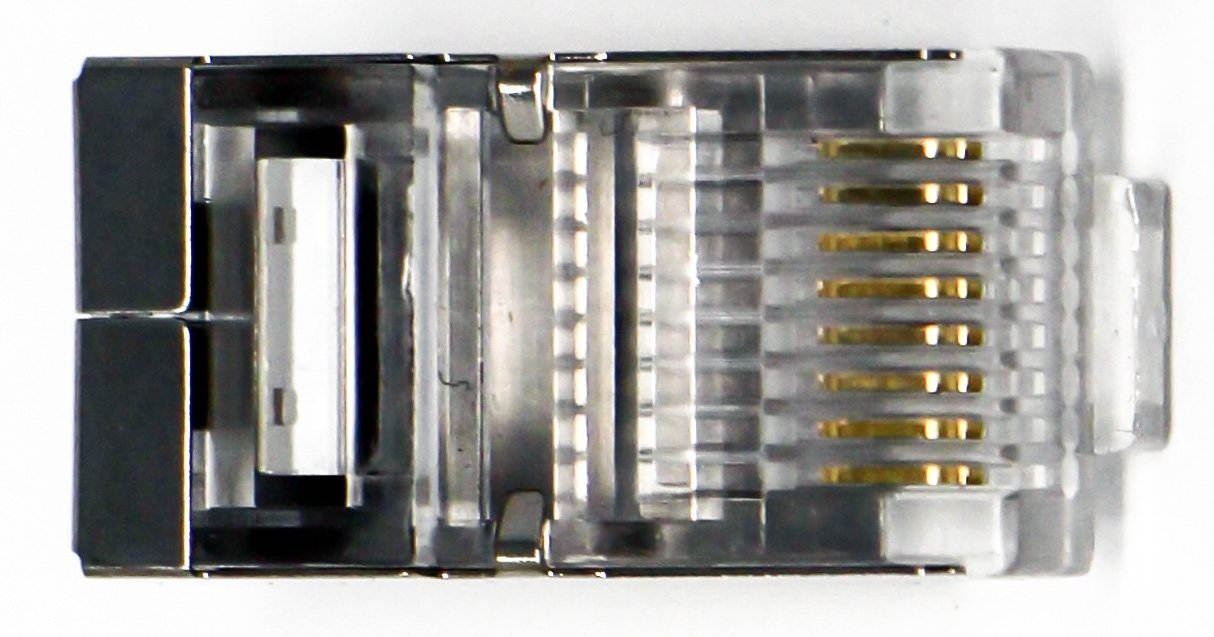 Shielded CAT6 RJ45 Crimp Connector - Tupavco TP807 - (100 Pack Bag) 8P8C STP Ethernet Network Cable Plug Crimp Jack