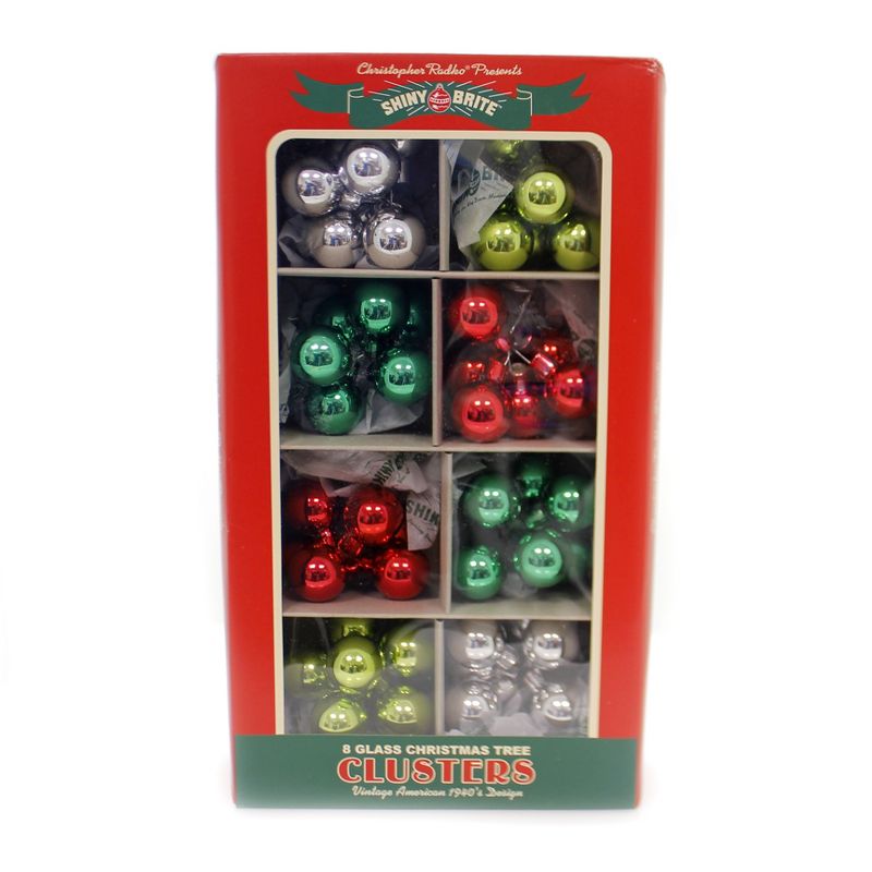 Shiny Brite 1.75" Hs Clusters Ornaments Holiday Splendor St/8 Christmas  -  Tree Ornaments