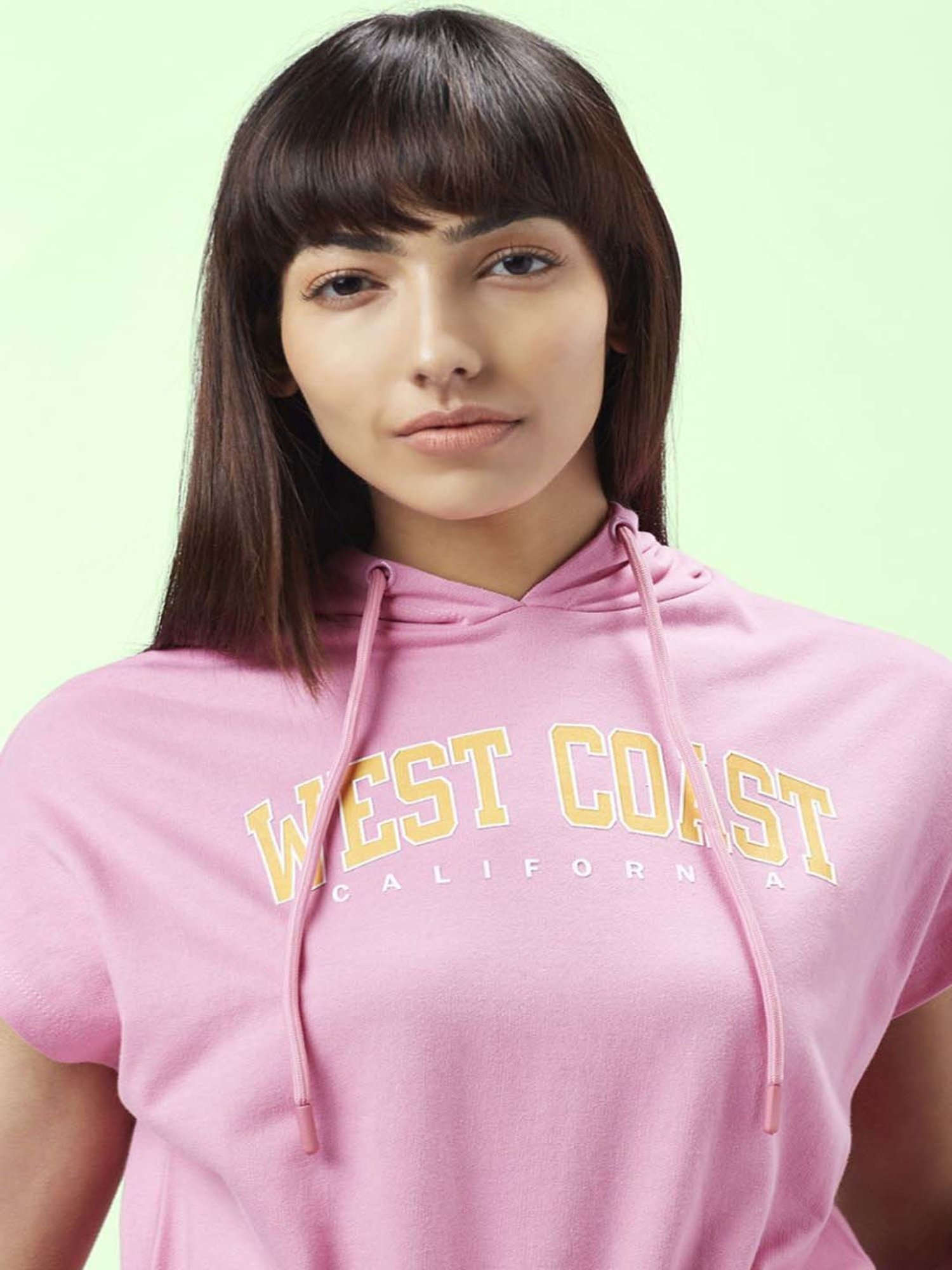 Ajile by Pantaloons Pink Cotton Graphic Print Sports Top