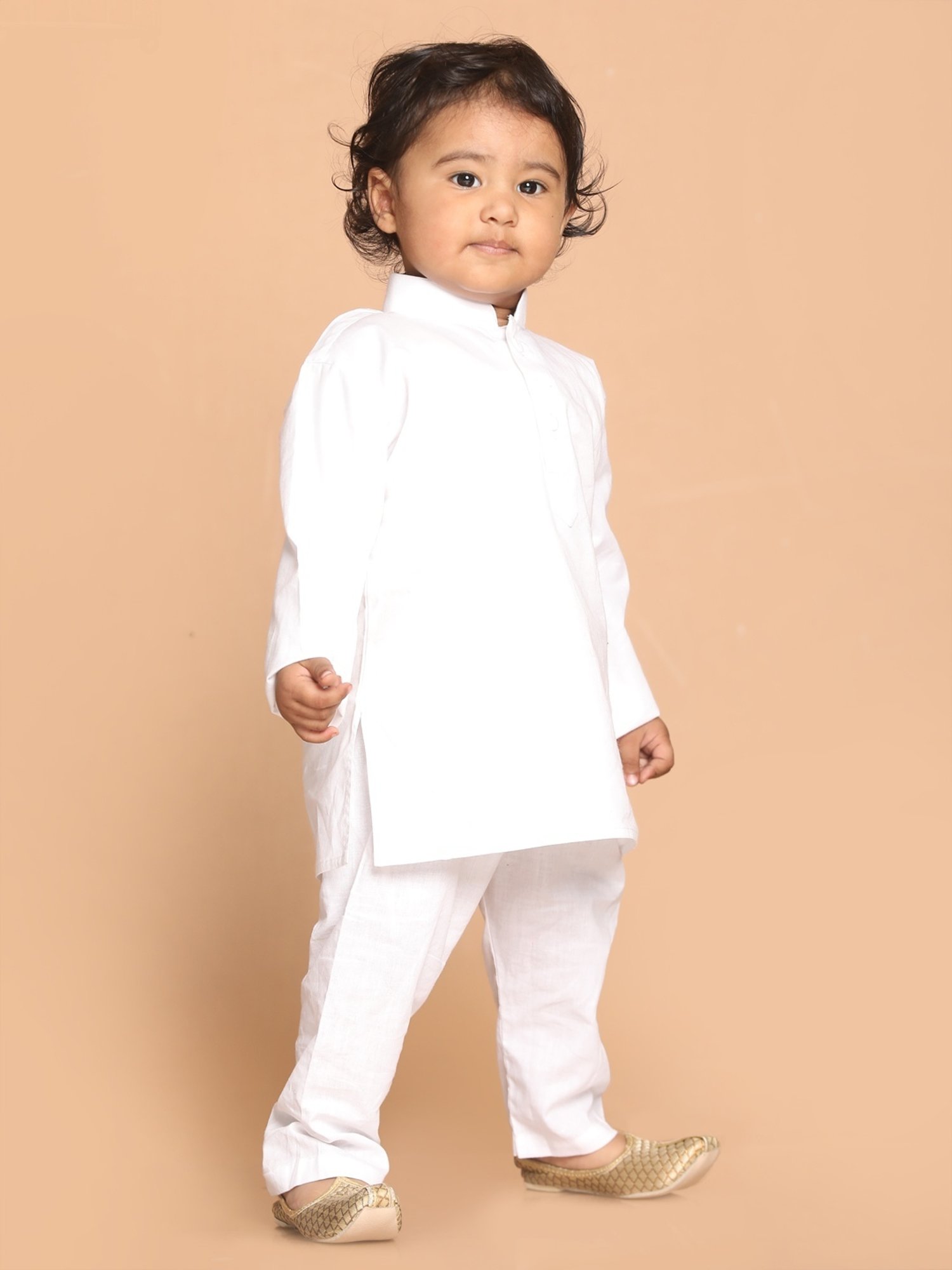 VASTRAMAY SISHU White Cotton Straight Fit Kurta Set