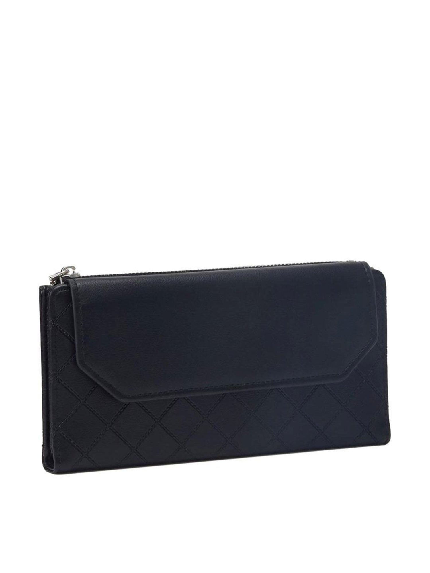 Globus Black Textured Bi-Fold Wallet for Women