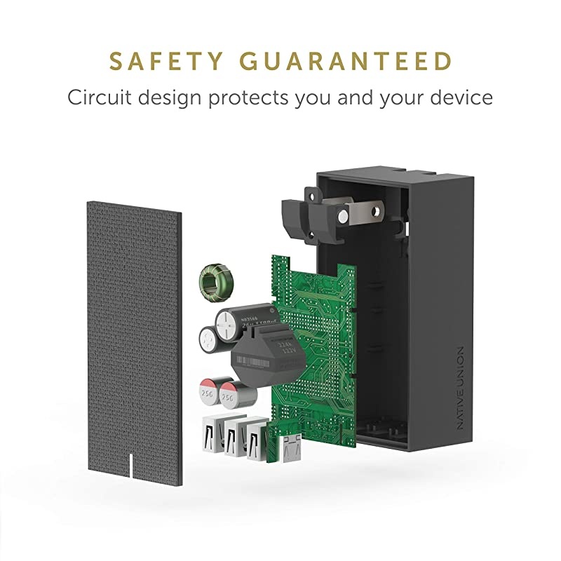 Smart Charger - Slim 2-Port Foldable USB-A Universal Wall Charger with Smart IC Technology - Quick Charging Compatible with iPhone, iPad, Smartphones and Tablets (Taupe/Fabric)