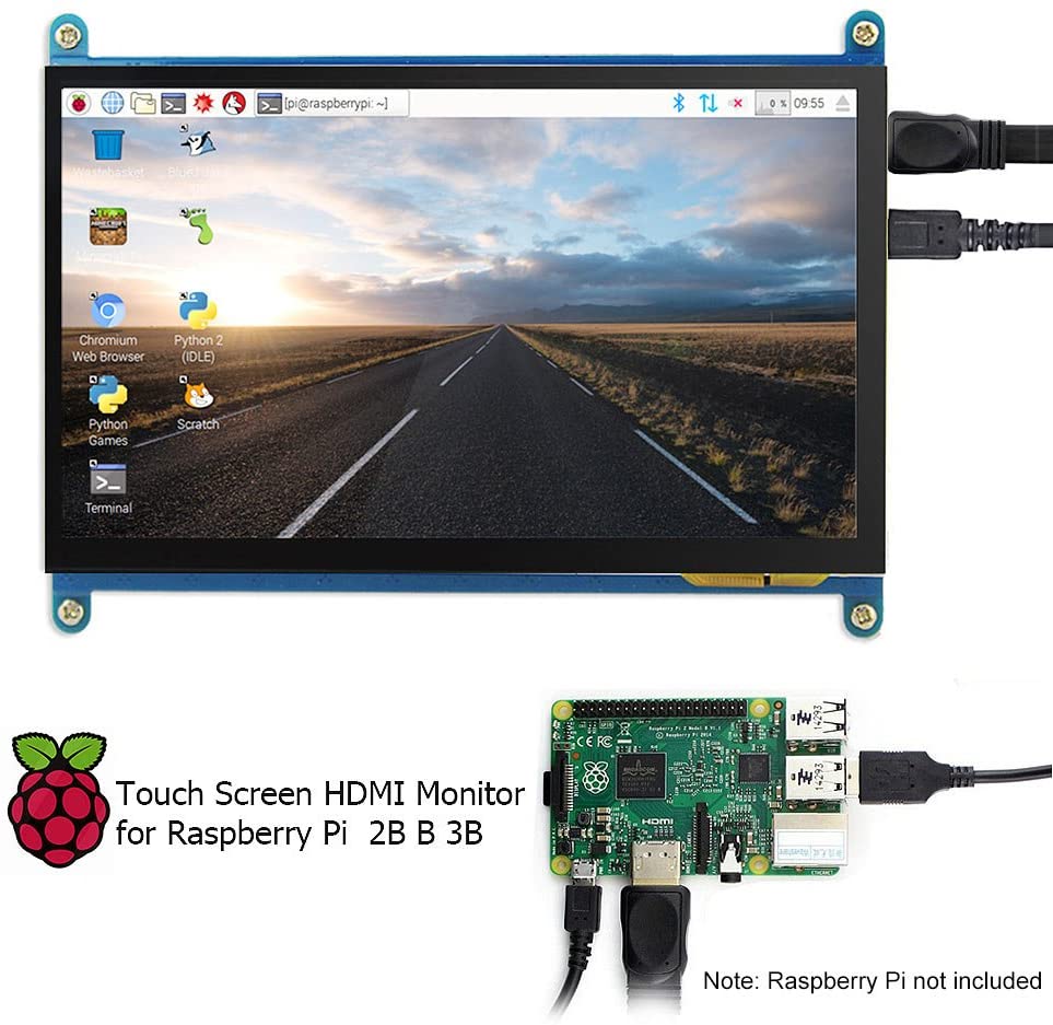 7 Inch Capacitive Touchscreen HDMI Monitor 1024x600 TFT LCD Display HD Screen for Raspberry Pi 4B, 3B, Banana Pi, Windows 10 8 7