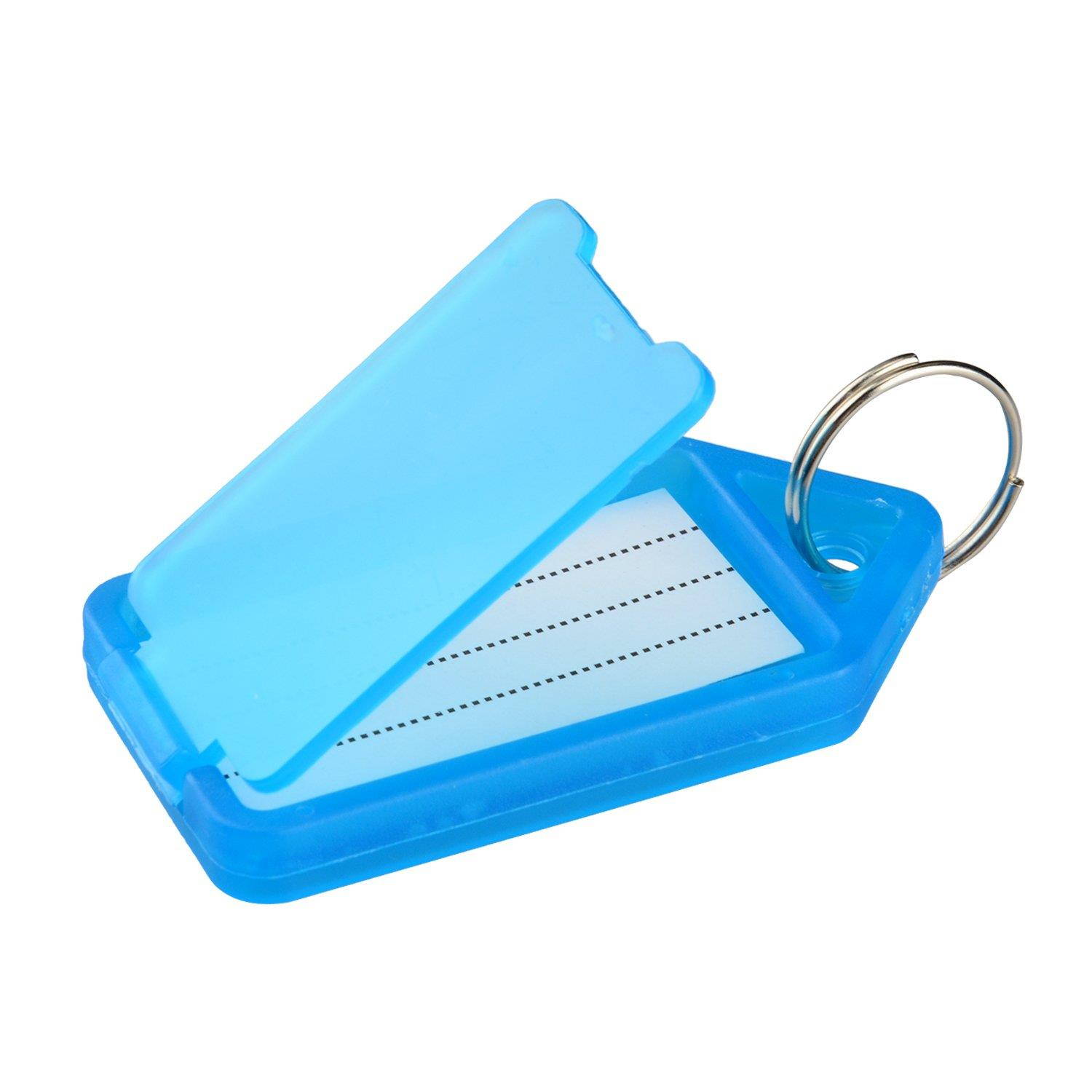 Uniclife 20 PCS Key ID Label Tags Color Keyring Holder Tags with Label Window, Assorted Colors