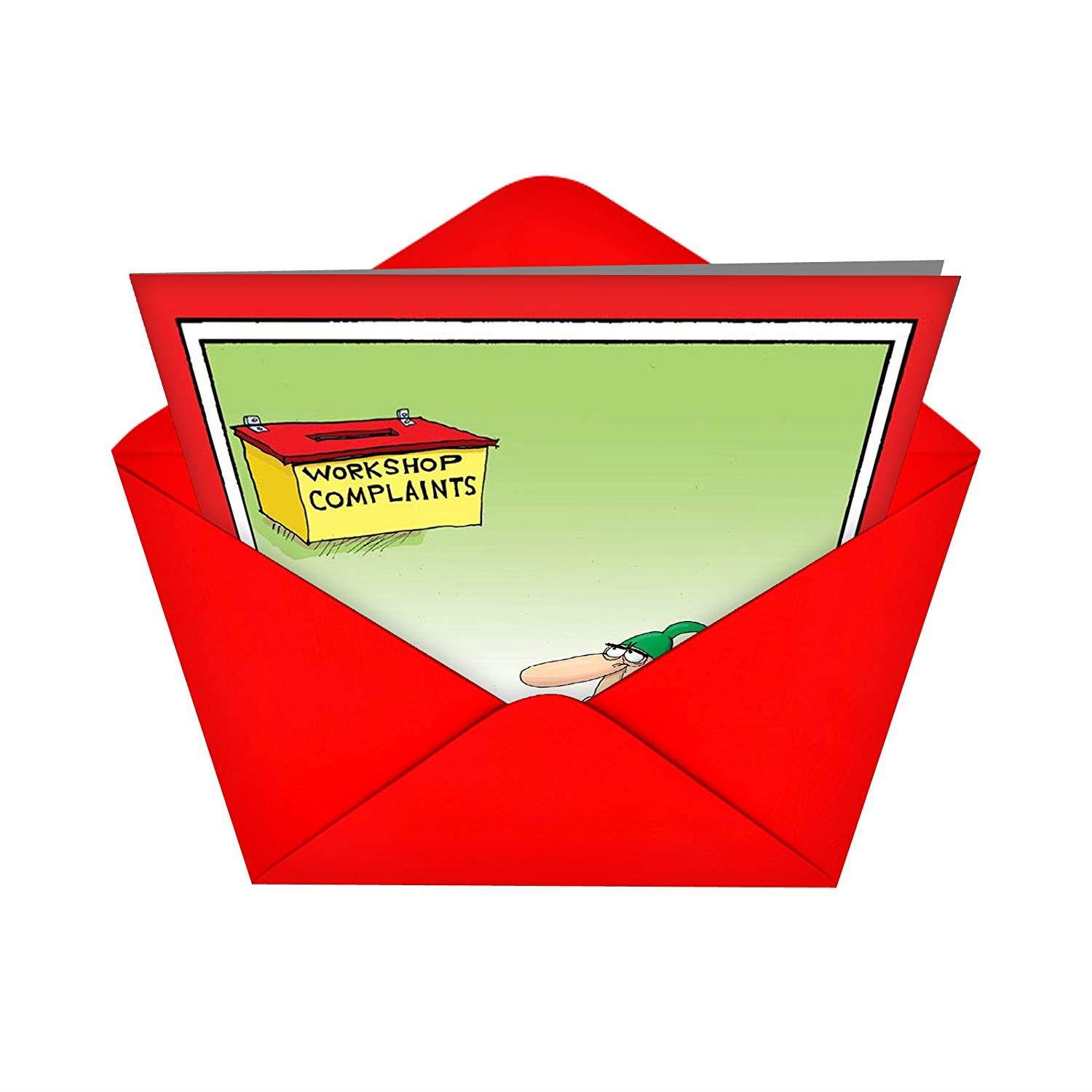B5719 Box Set of 12 Box of Workshop complaints Christmas Humorous Christmas Card; with Envelopes