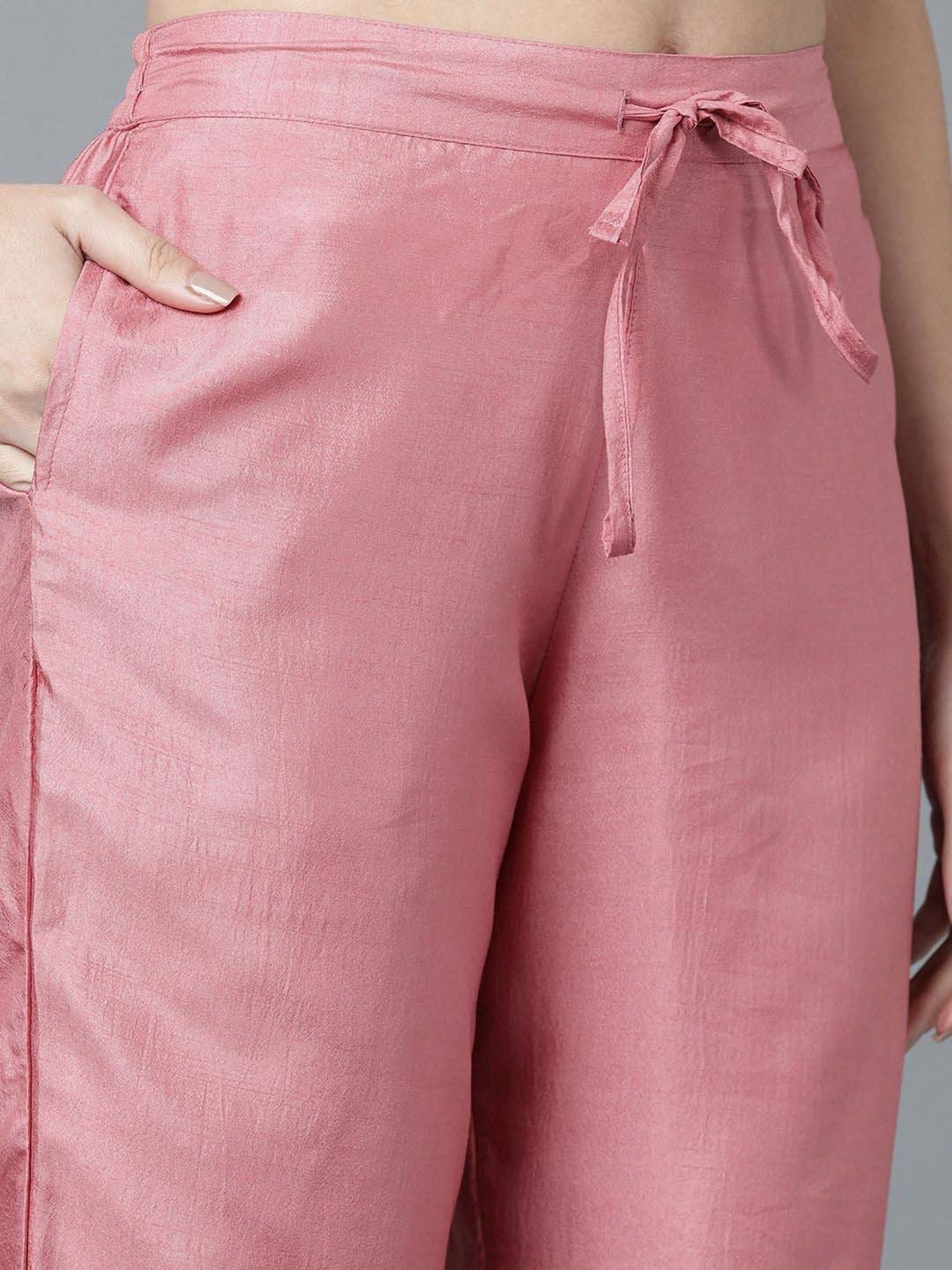 Vaamsi Pink Embellished Kurta Pant Set With Dupatta