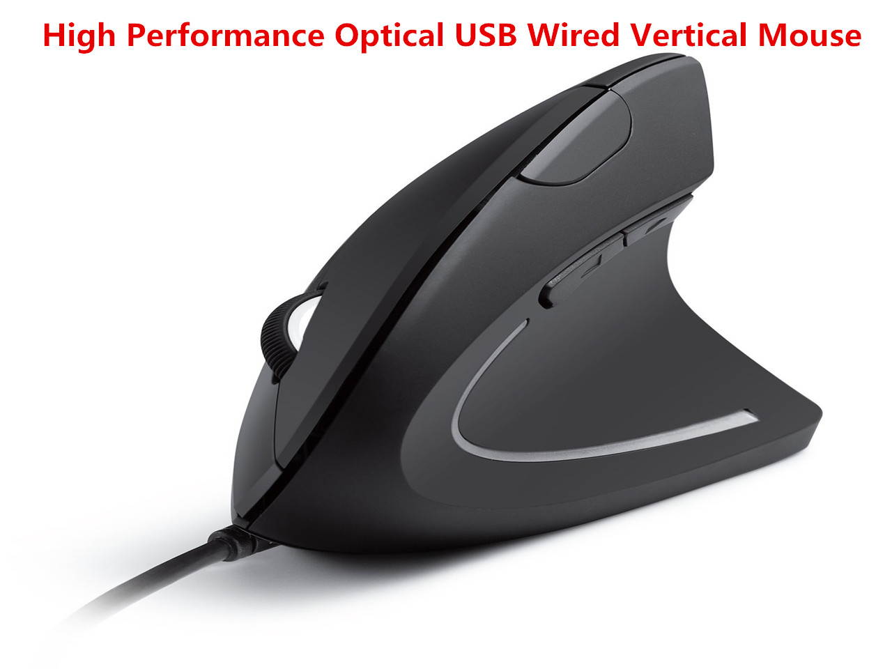 Black 2.4G Wireless Vertical Ergonomic Optical Mouse, 800 / 1200 /1600 DPI, 5 Buttons for Laptop, Desktop, PC, Macbook