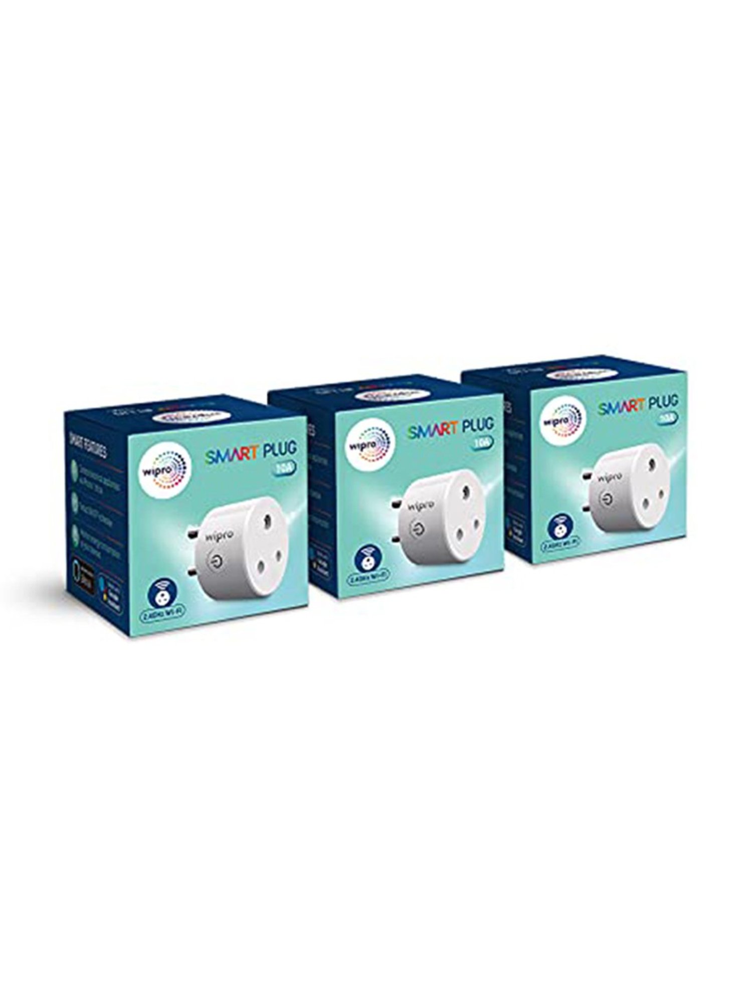 Wipro 10A Smart Plug Compatible with Alexa and Google Assistant - Pack of 3 (White)