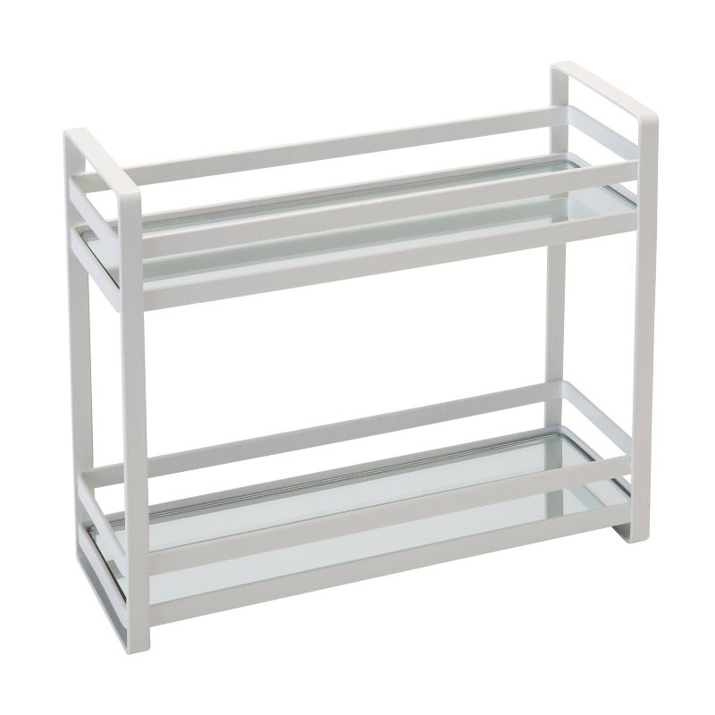 Two Tier Flat Wire Slim Vanity Tower White - Home Details