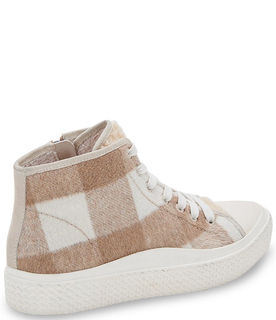 Dolce Vita Veola Plush Plaid Faux Shearling High Top Sneakers