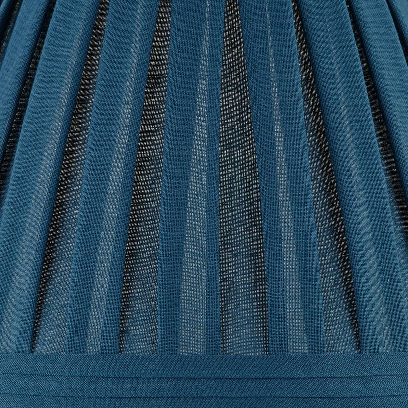 Springcrest Deep Blue Teal Linen Box Pleat Medium Empire Lamp Shade 7" Top x 14" Bottom x 11" Slant x 11" High (Spider) Replacement