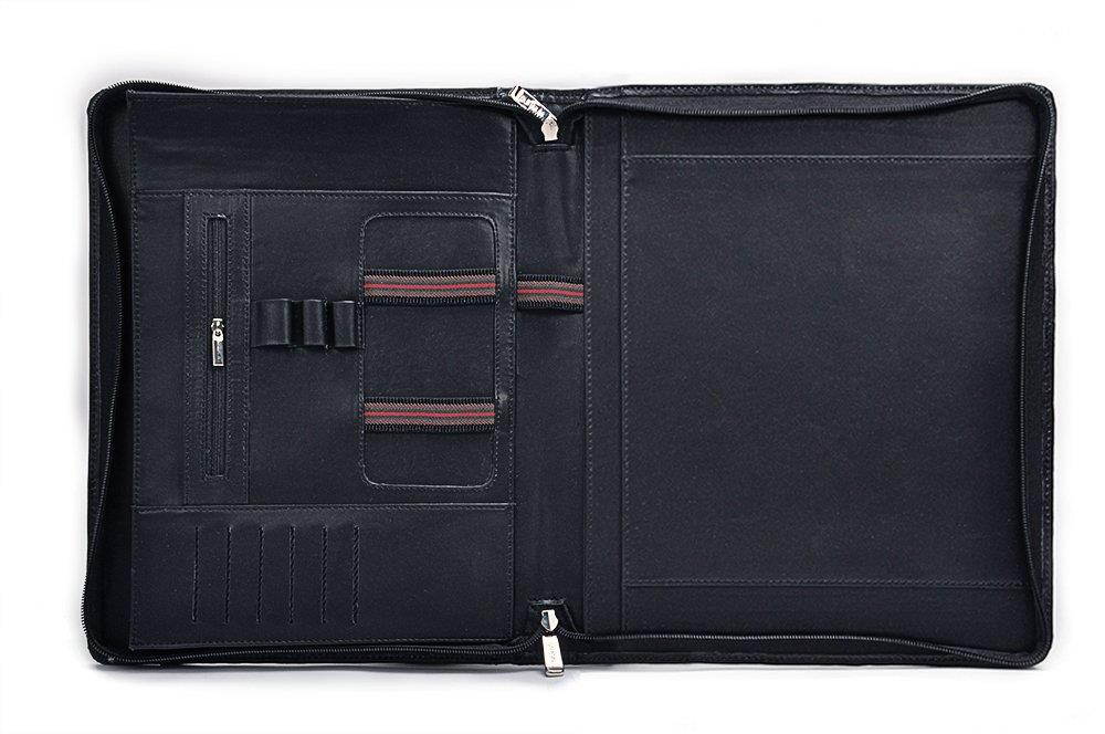 Design Leather Organizer Portfolio for A4 Notepad and 13 inch MacBook,Black