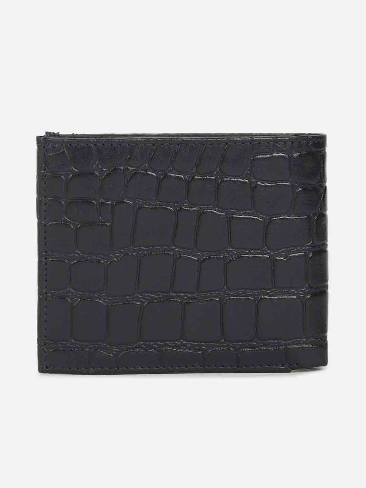 Allen Solly Black Textured Leather Bi-Fold Wallet for Men
