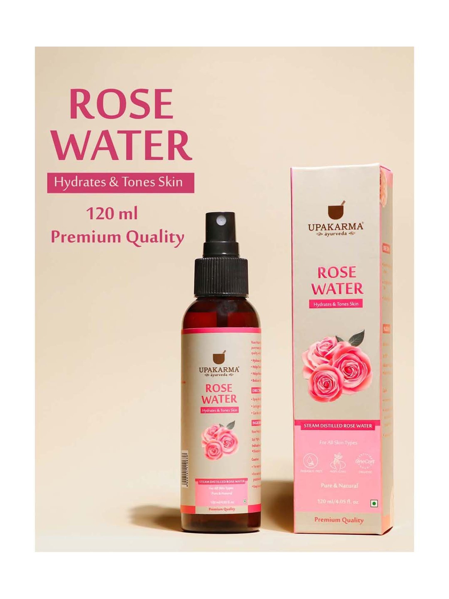 UPAKARMA Ayurveda Rose Water Spray - 120 ml