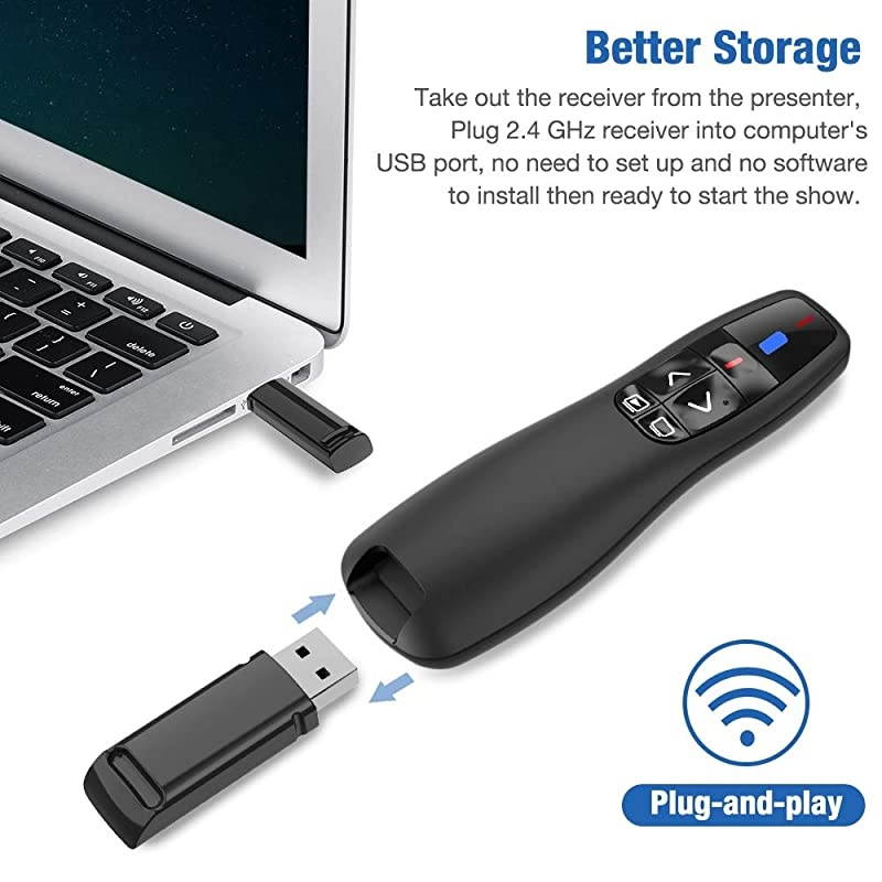 Wireless Presenter Remote 24GHz Wireless USB Presenter PowerPoint Remote PPT Clicker for Presentation