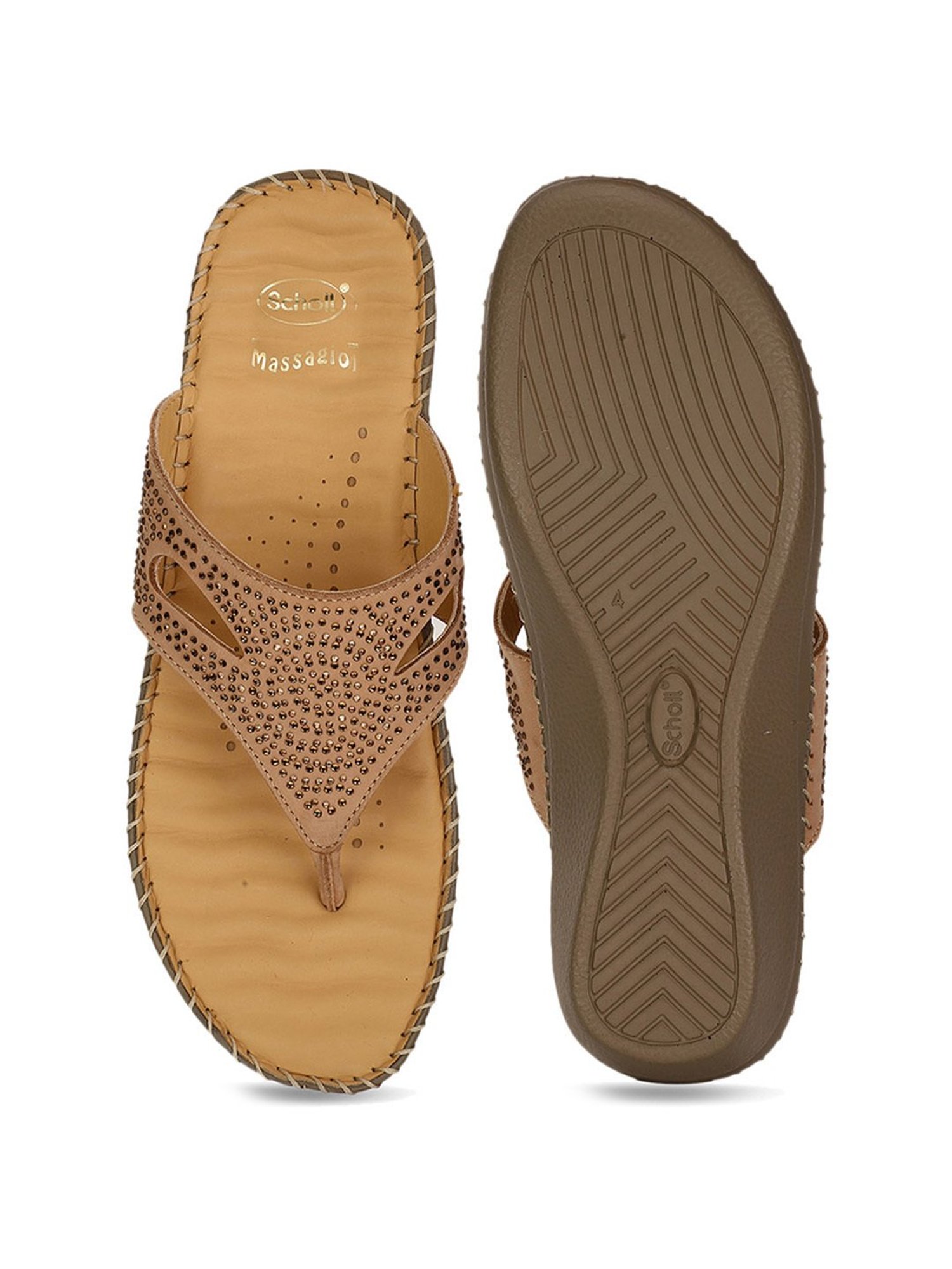 Scholl by Bata Women's Beige Thong Wedges