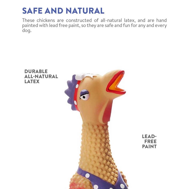 Charming Pet Henrietta Rubber Chicken Dog Toy - L