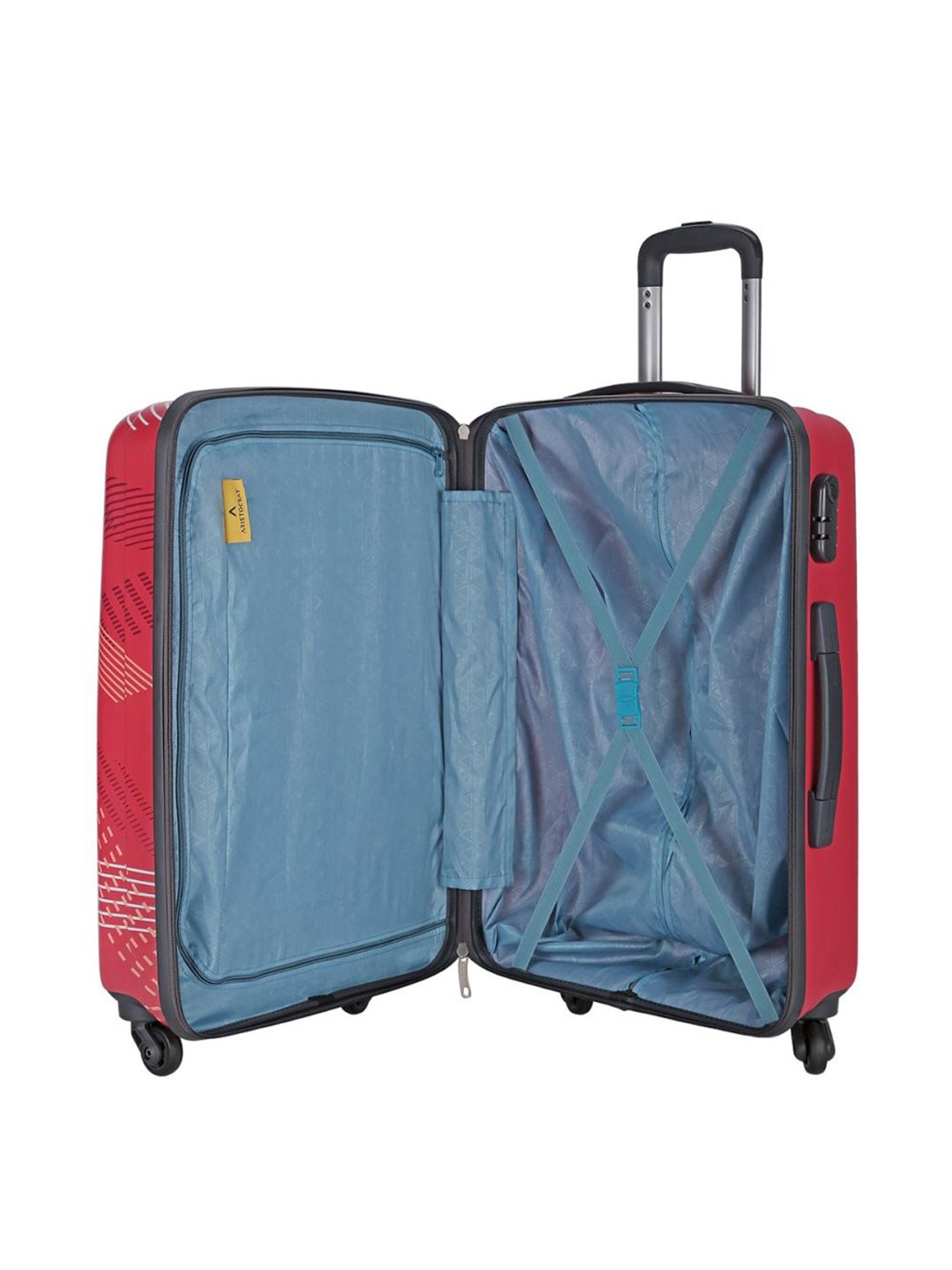 Aristocrat Dual Edge Red Printed Hard Medium Trolley Bag - 28 cm