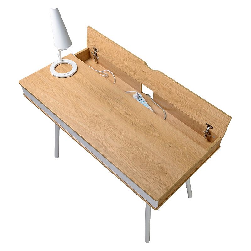Modern Multi Storage Computer Desk with Storage Beige/White - Techni Mobili