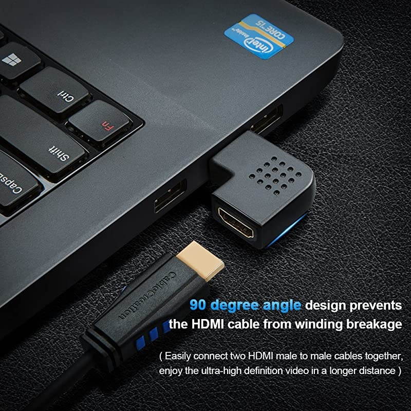 HDMI Male to Female Adapter  2 Pack 90 and 270 degree Right Angle HDMI to HDMI Converter 4K 3D HDMI Extender for Roku PS3 PS4 Fire StickChromecast Nintendo SwitchHDTV LaptopXbox