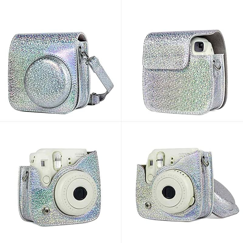 Camera Case Flash Silver kit for Fujifilm Instax Mini 9 8 Instant Film Camera Includes Camere Case Accessories Bundle