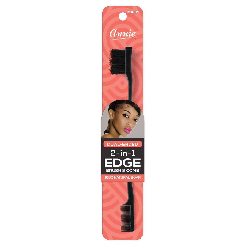 Annie International Double-Sided Edge Brush and Hair Brush - Black