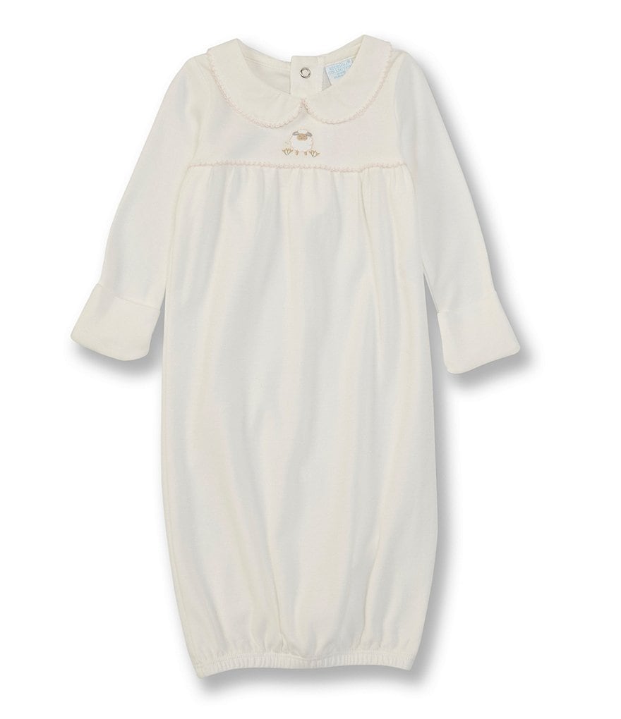 Edgehill Collection Baby Girls Newborn-6 Months Long-Sleeve Sheep Embroidered Gown