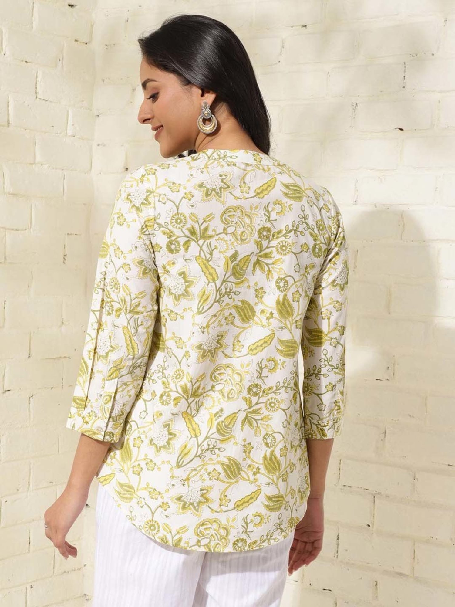 Fabindia Green Cotton Printed Tunic
