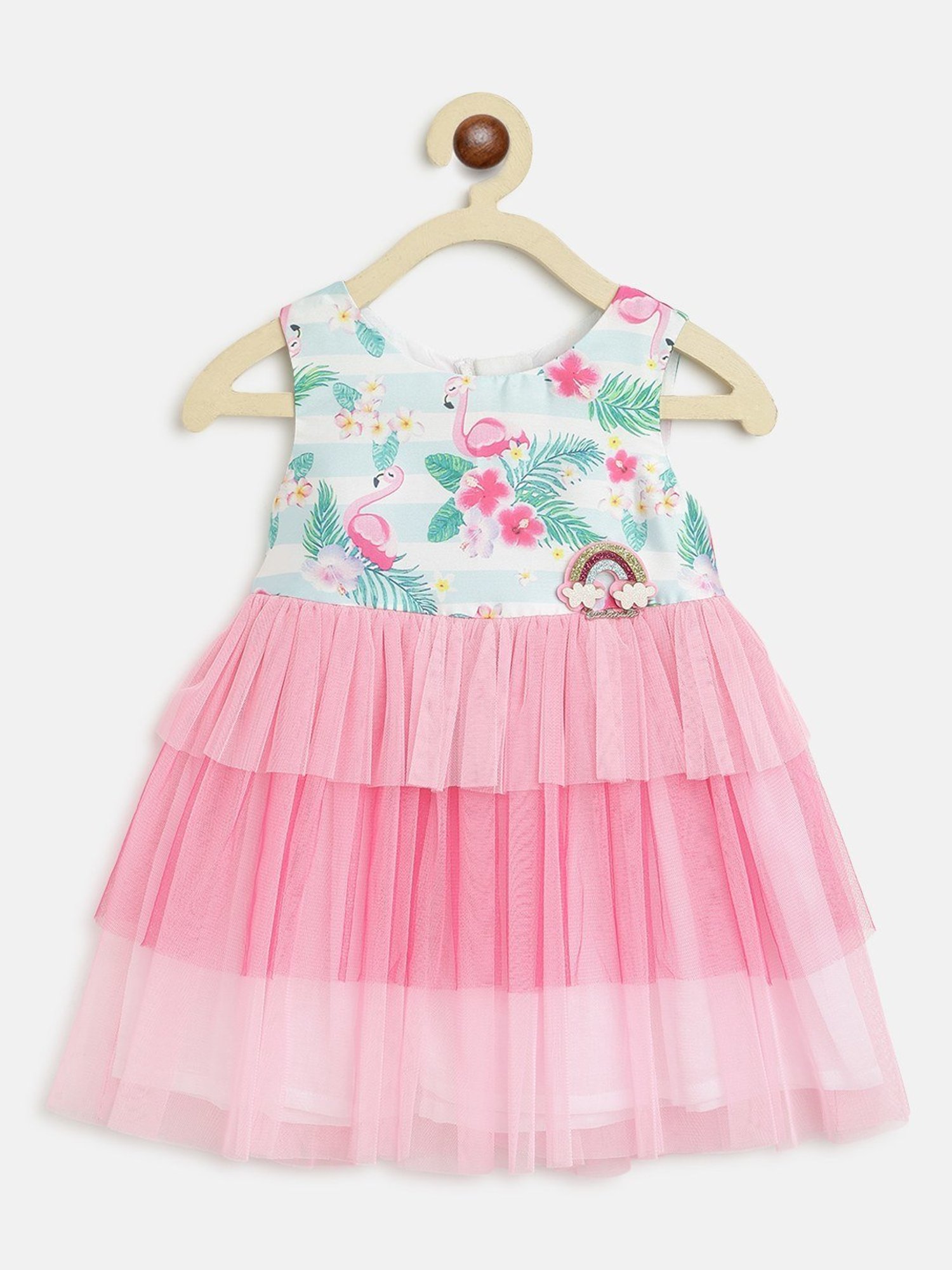 Nauti Nati Kids Pink & Green Floral Print Dress