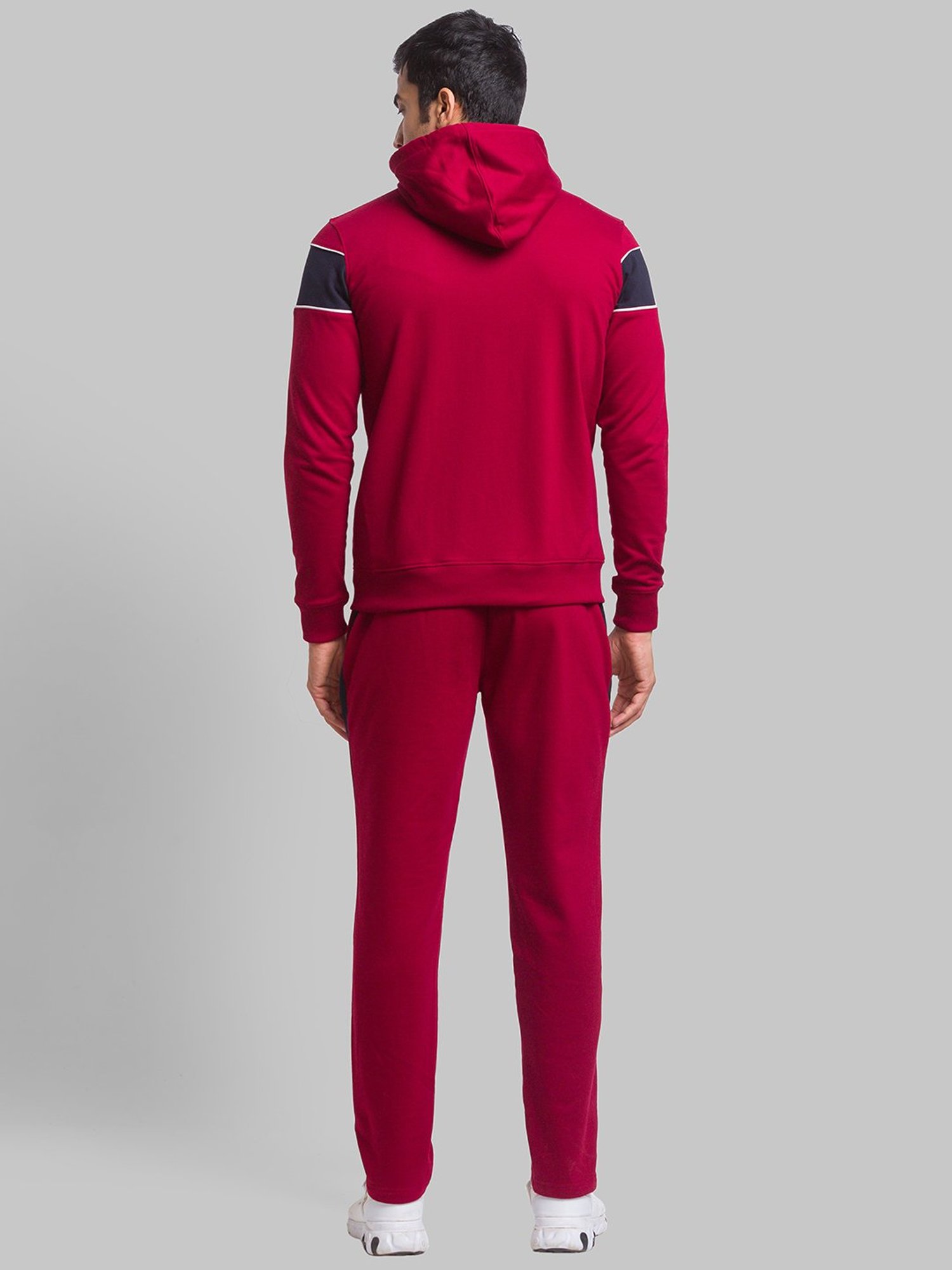 Parx Maroon & Blue Regular Fit Colour Block Tracksuit