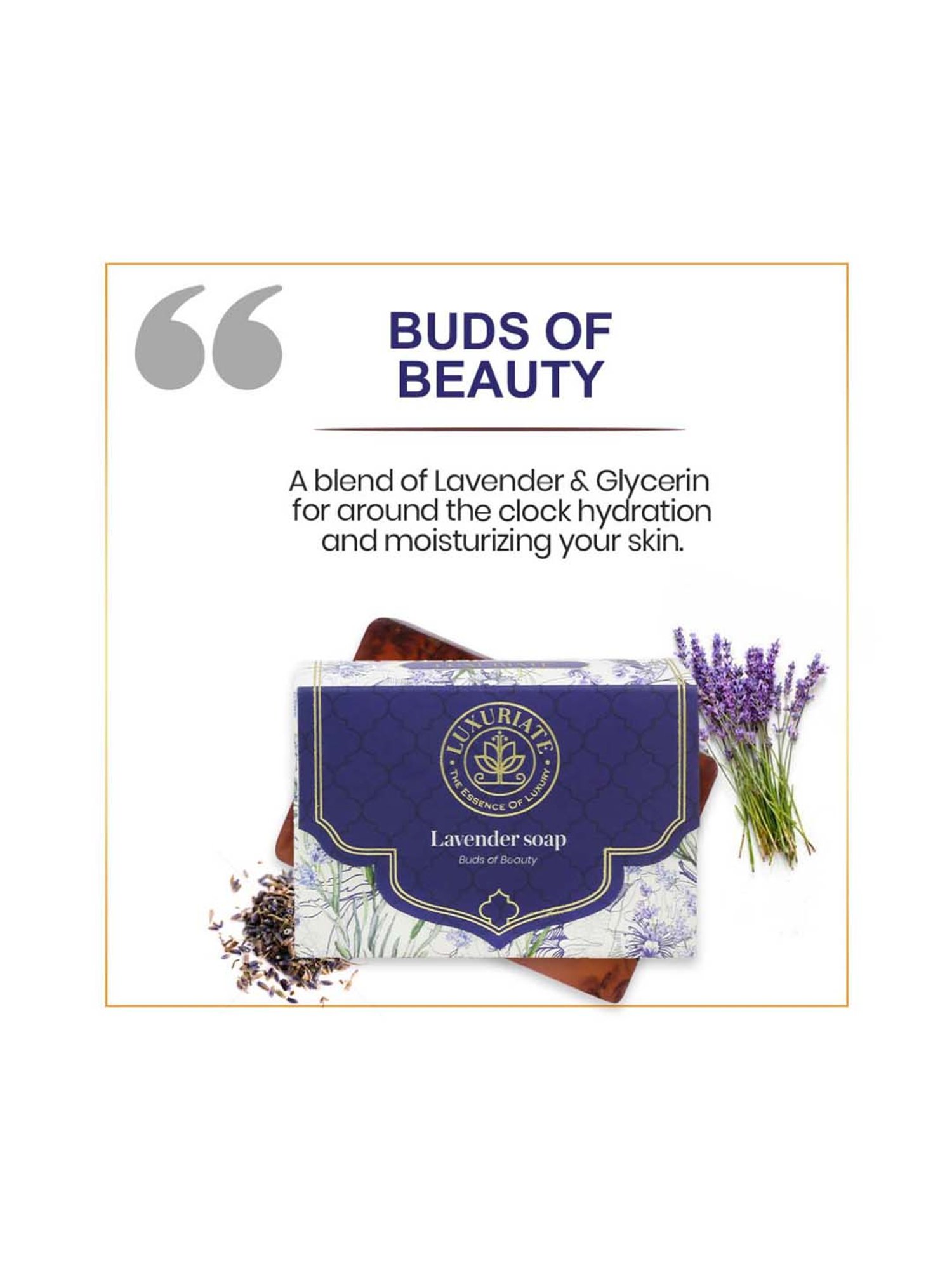 Luxuriate Lavender Handmade Soap With Real Lavender Body Beauty Bar Pack of 3 - 375 gm