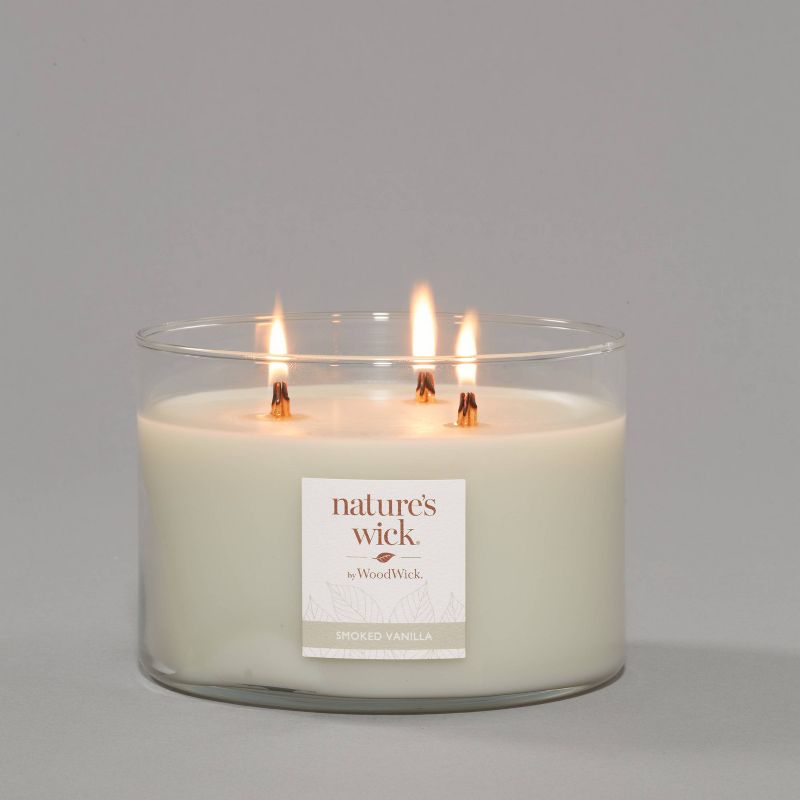 18oz Lidded Glass Jar Crackling Wooden 3-Wick Smoked Vanilla Candle - Nature's Wick