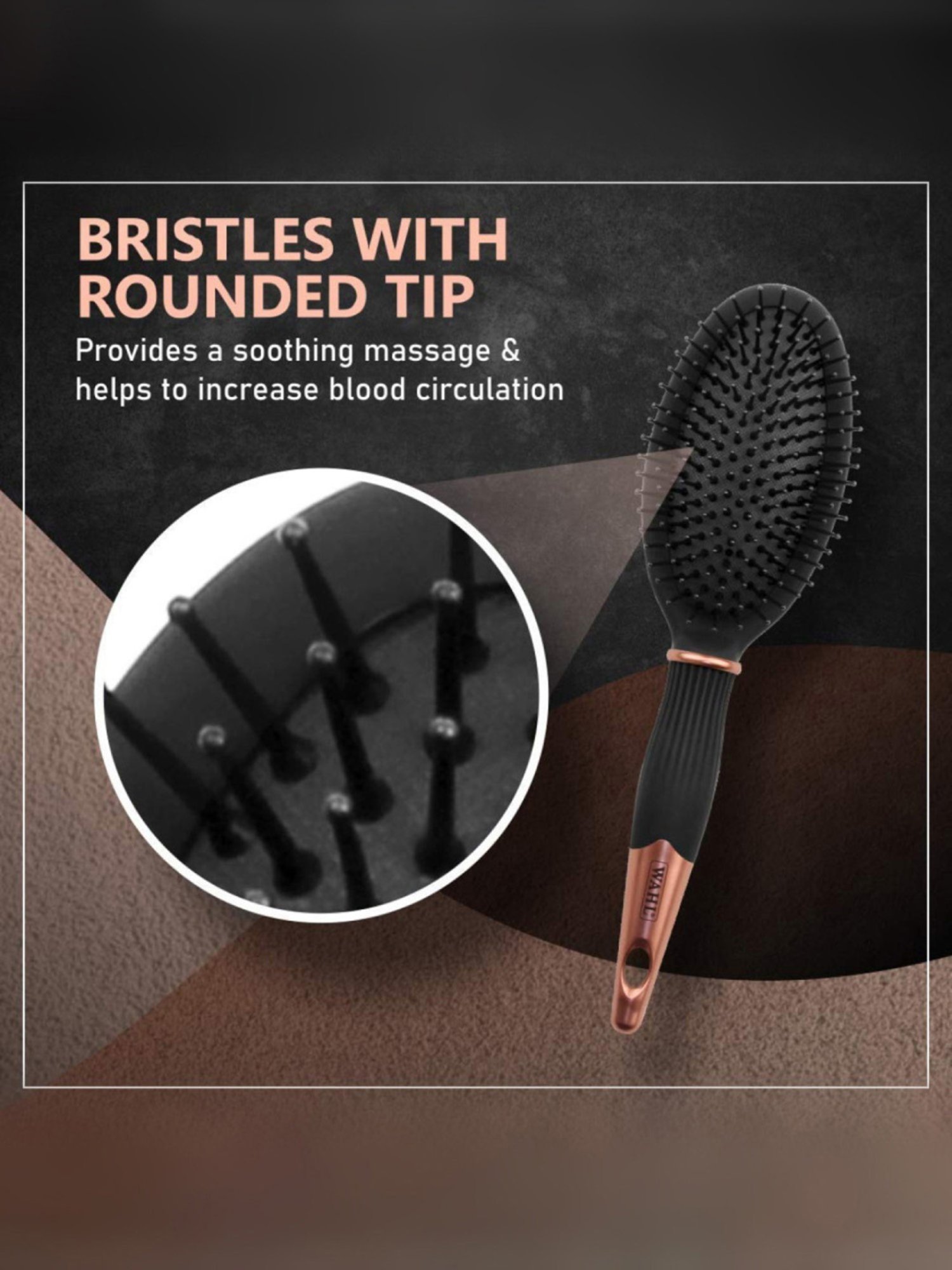 Wahl Oval Paddle Hair Brush (Black/Rose Gold)