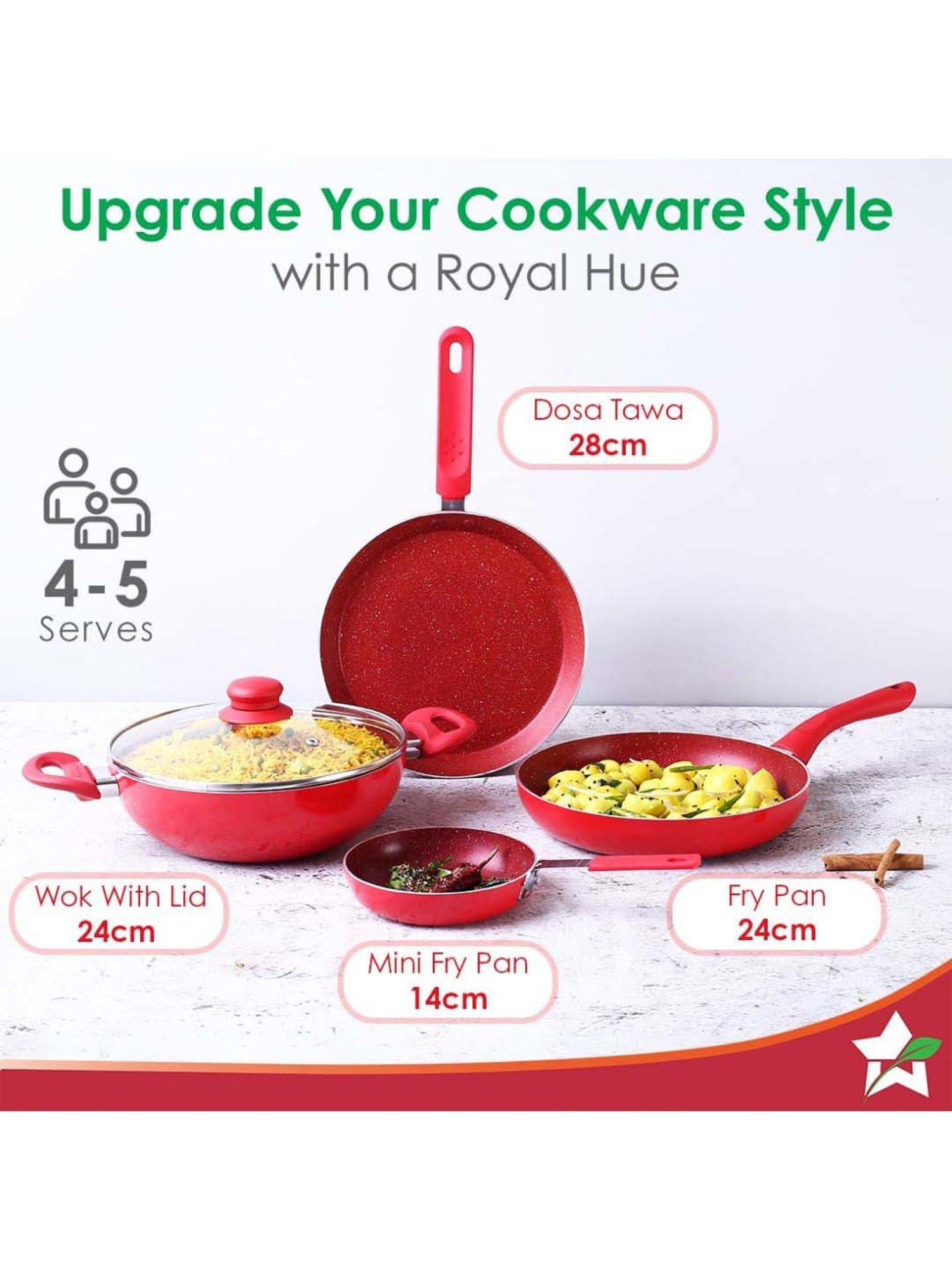 Wonderchef Royal Velvet Non-stick Induction Bottom 5 Pcs Cookware Set