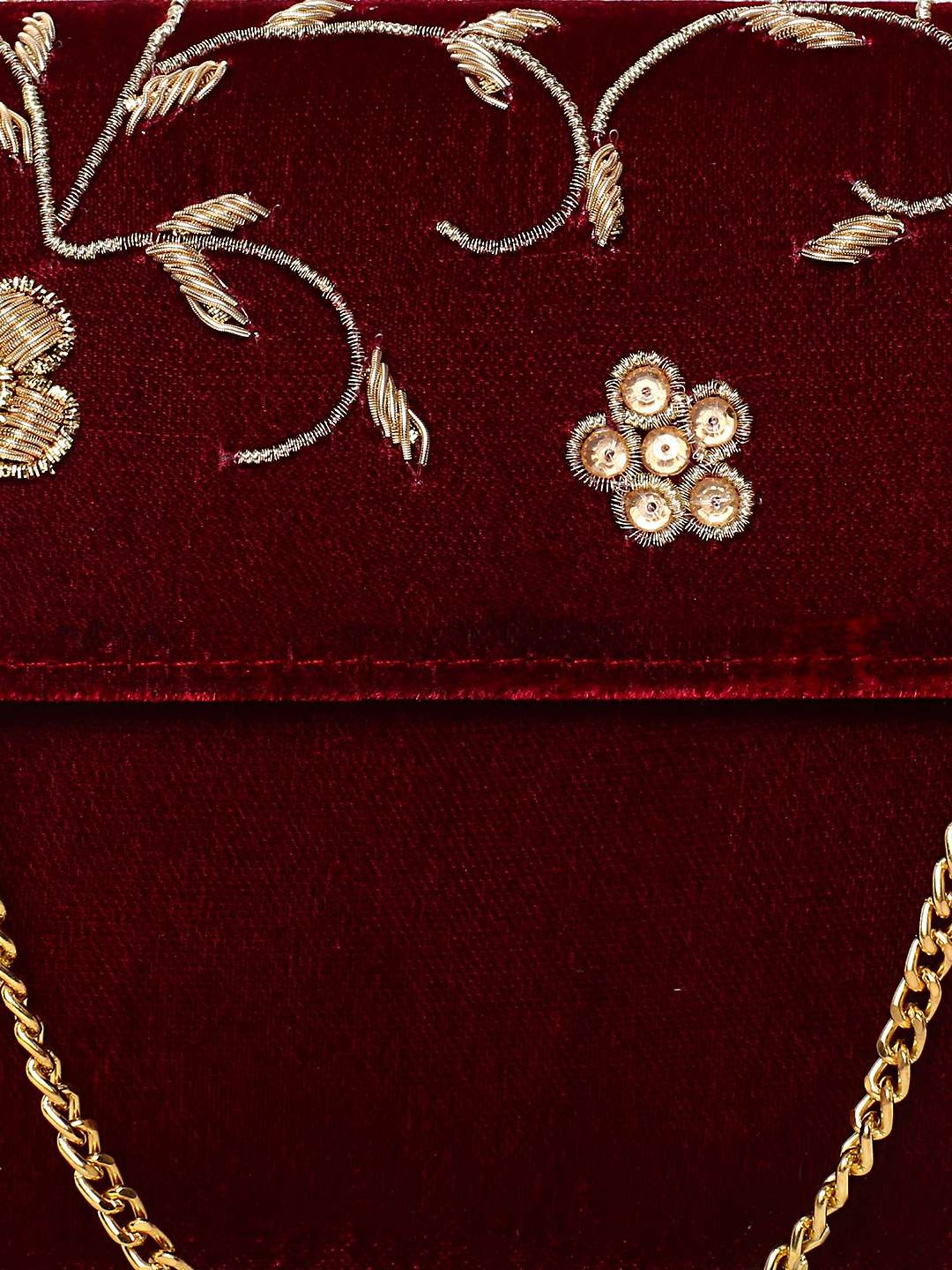 Tarini Nirula Maroon Velvet Clutch