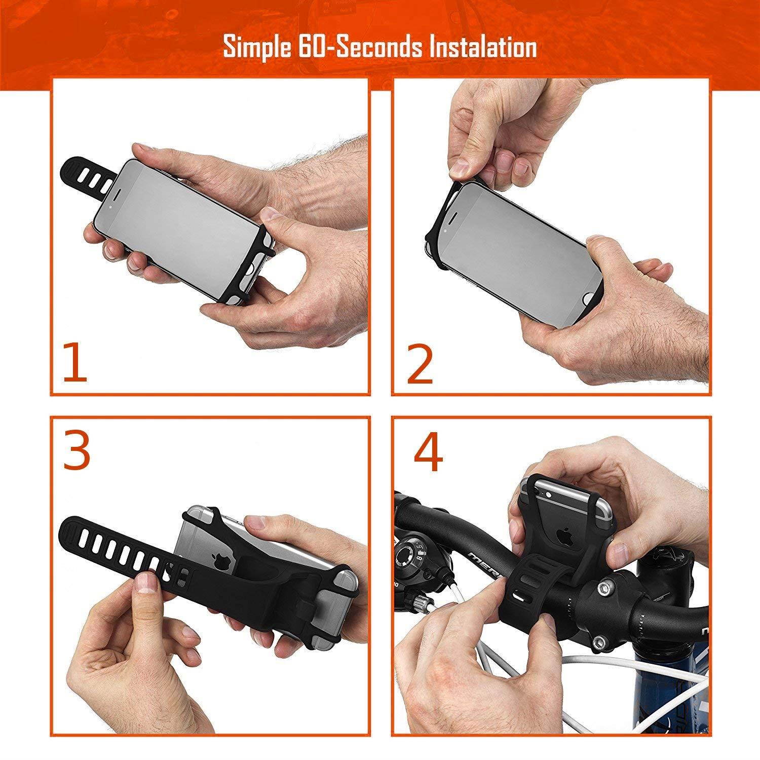 Bike Cell Phone Mount Holder Bicycle Motorcycle Stroller ATV MTB Golf Cart Handlebar Samsung Galaxy S9 Plus, S9, Note 8/9,S8, S8 Plus, S7, Note 5, J7, J7V, Sky PRO, Prime, Perx, J3, J3V (Black)