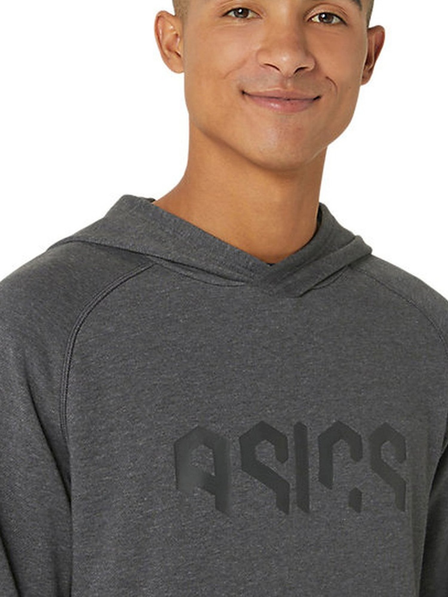 Asics Graphite Grey Heather Regular Fit Printed Hooded Sweatshirt