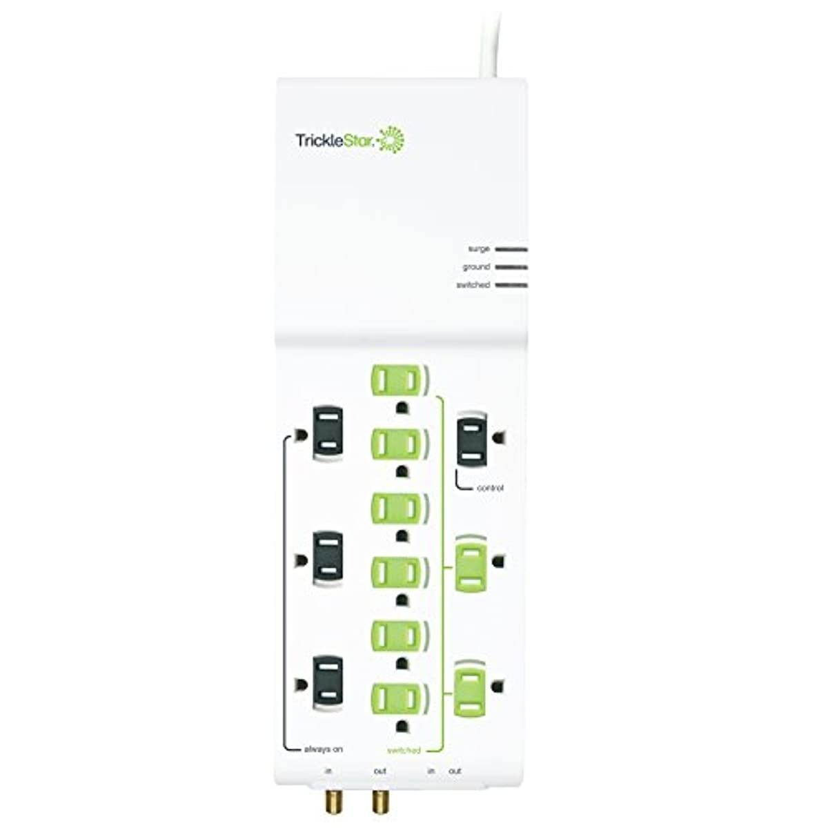 TrickleStar 12 Outlet Advanced PowerStrip, 4320 Joules, Coax + RJ11 Secondary Protection, 4 foot cord