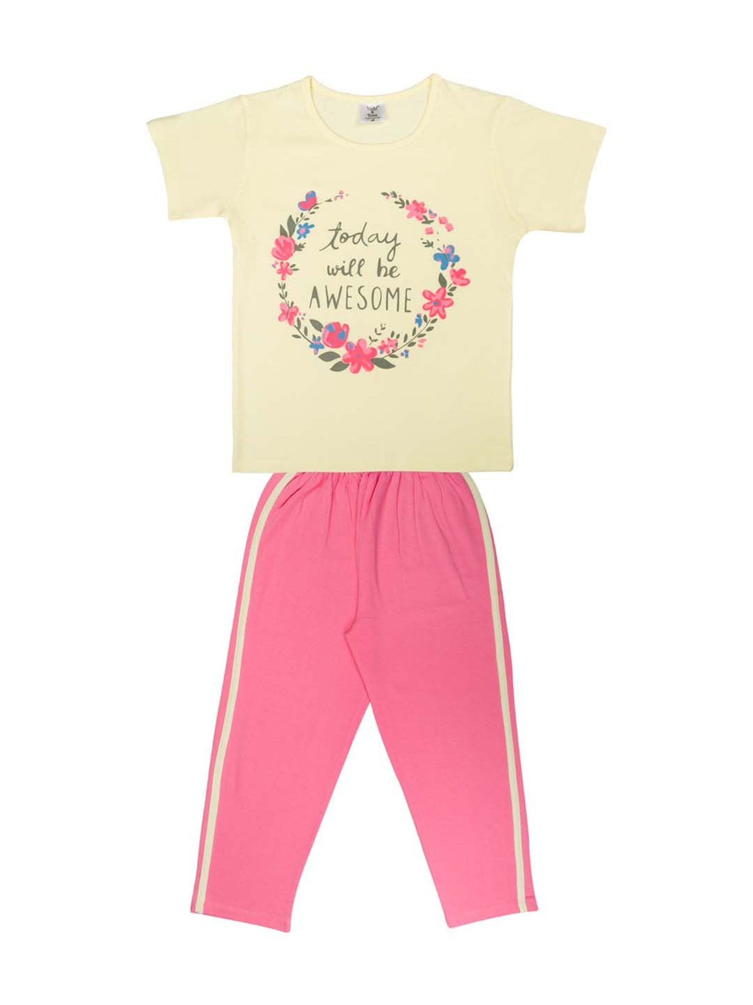 Todd N Teen Kids Baby Yellow & Blue Cotton Printed T-Shirt & Pyjamas - Pack of 2