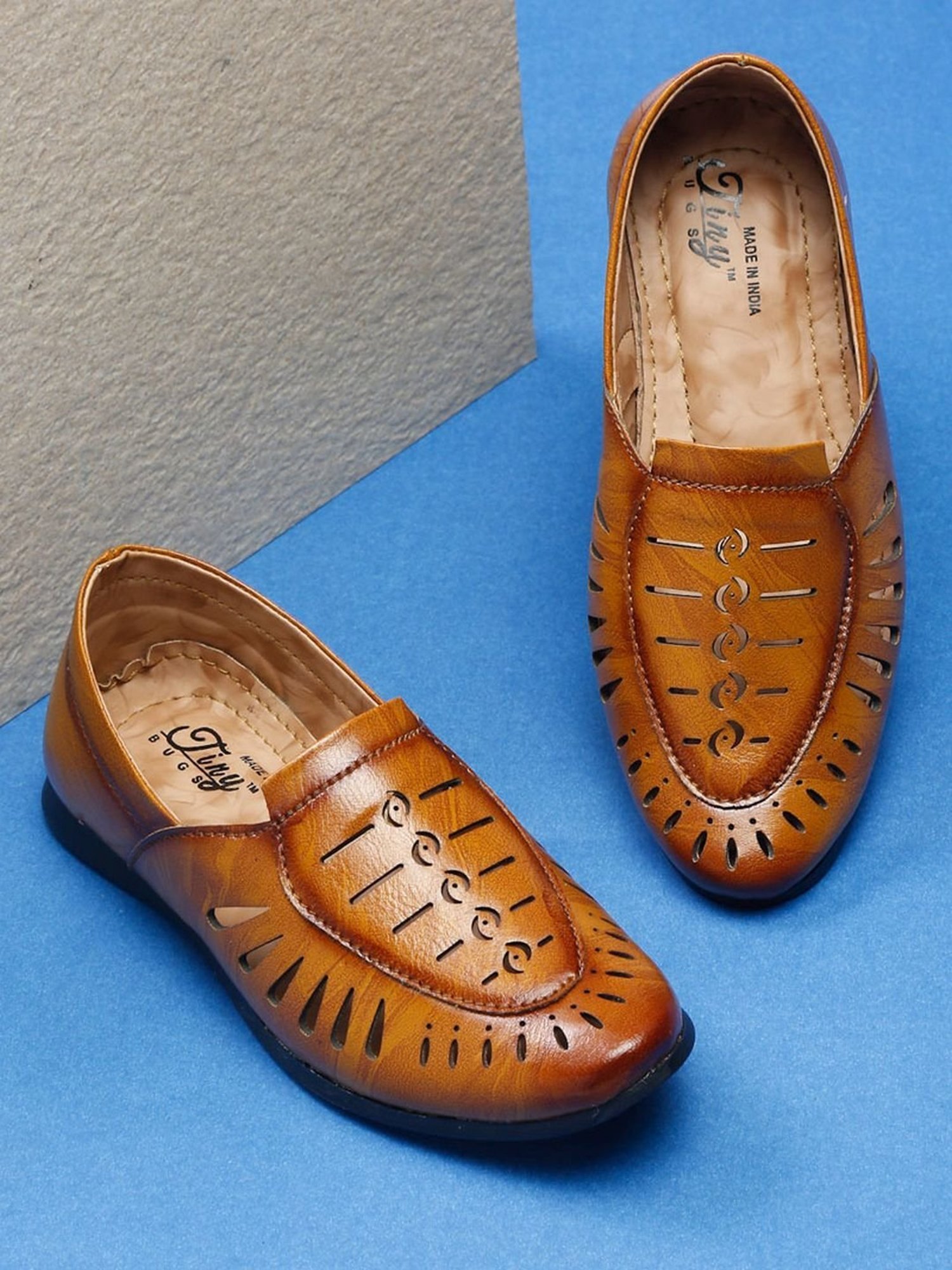 Tiny Bugs Kids Tan Ethnic Slip-Ons