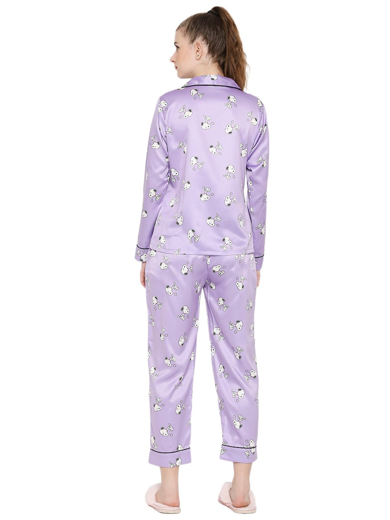 Smarty Pants Lilac Satin Print Shirt With Pyjamas