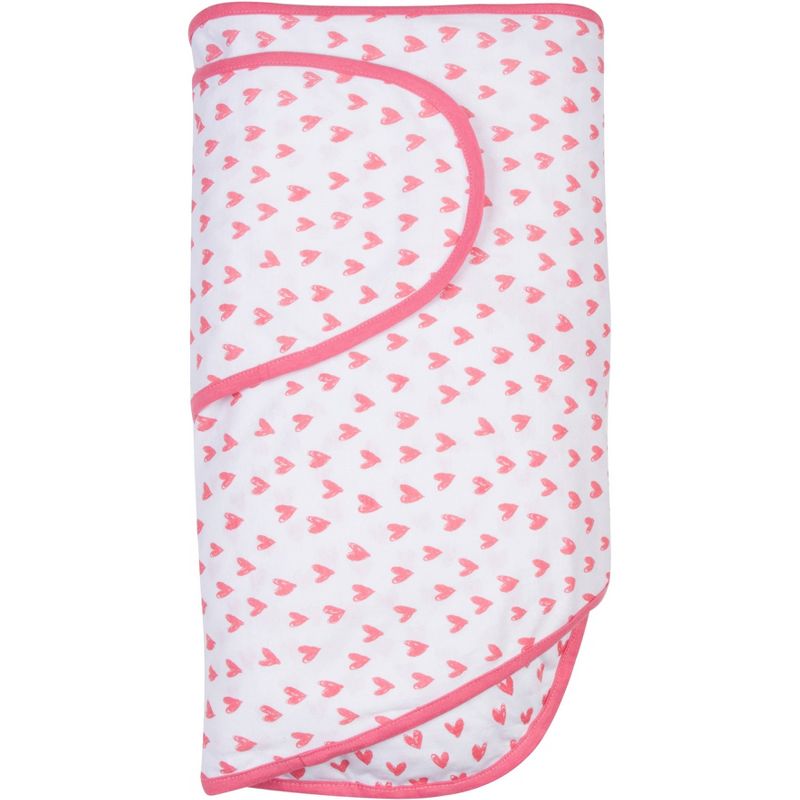 Miracle Blanket Swaddle Wrap Hearts Coral