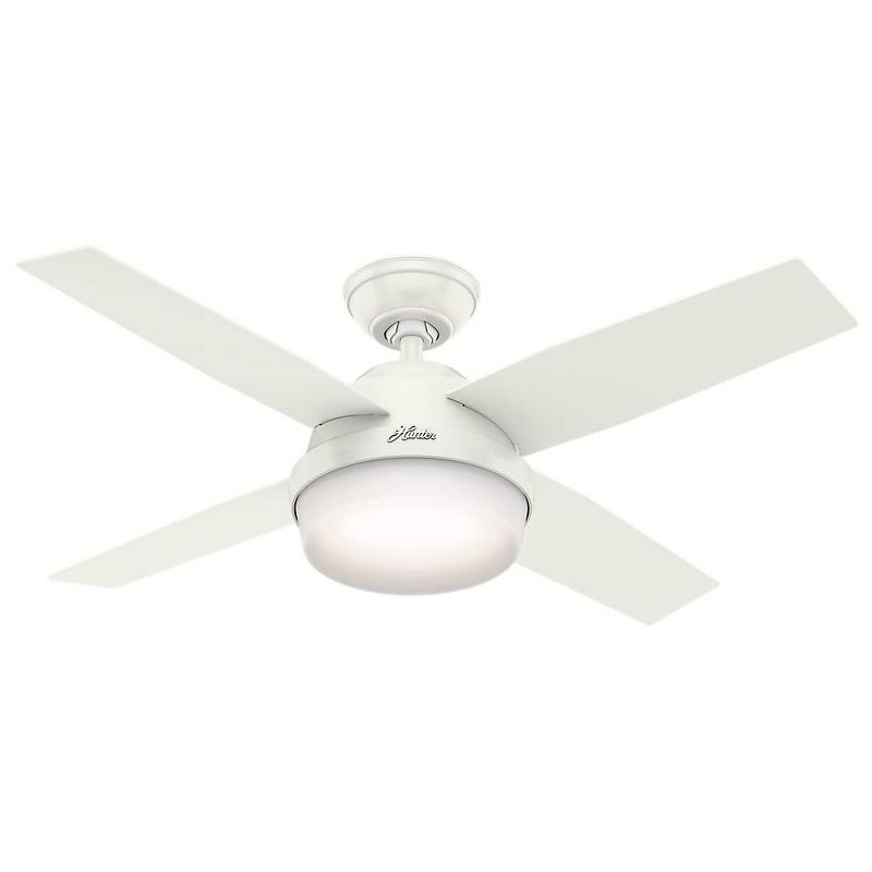Hunter Fan Company Dempsey 44" 3 Speed Quiet Indoor Ceiling Fan with Integrated Energy Efficient LED Light and Handheld Remote Control, White (2 Pack)