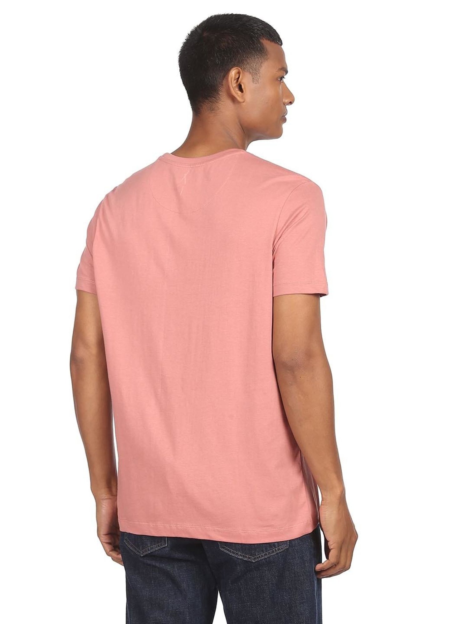 Arrow New York Pink Cotton Regular Fit T-Shirt