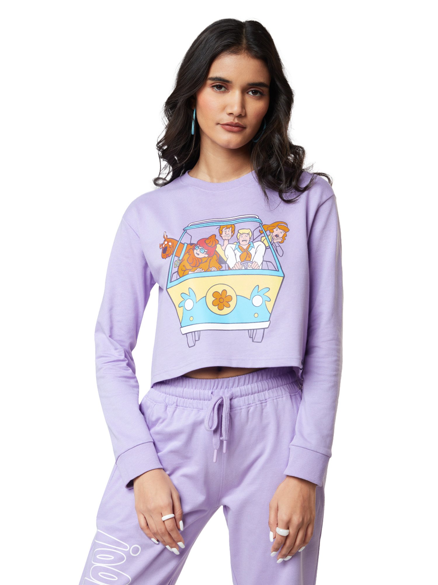 The Souled Store Purple Printed T-Shirt With Joggers