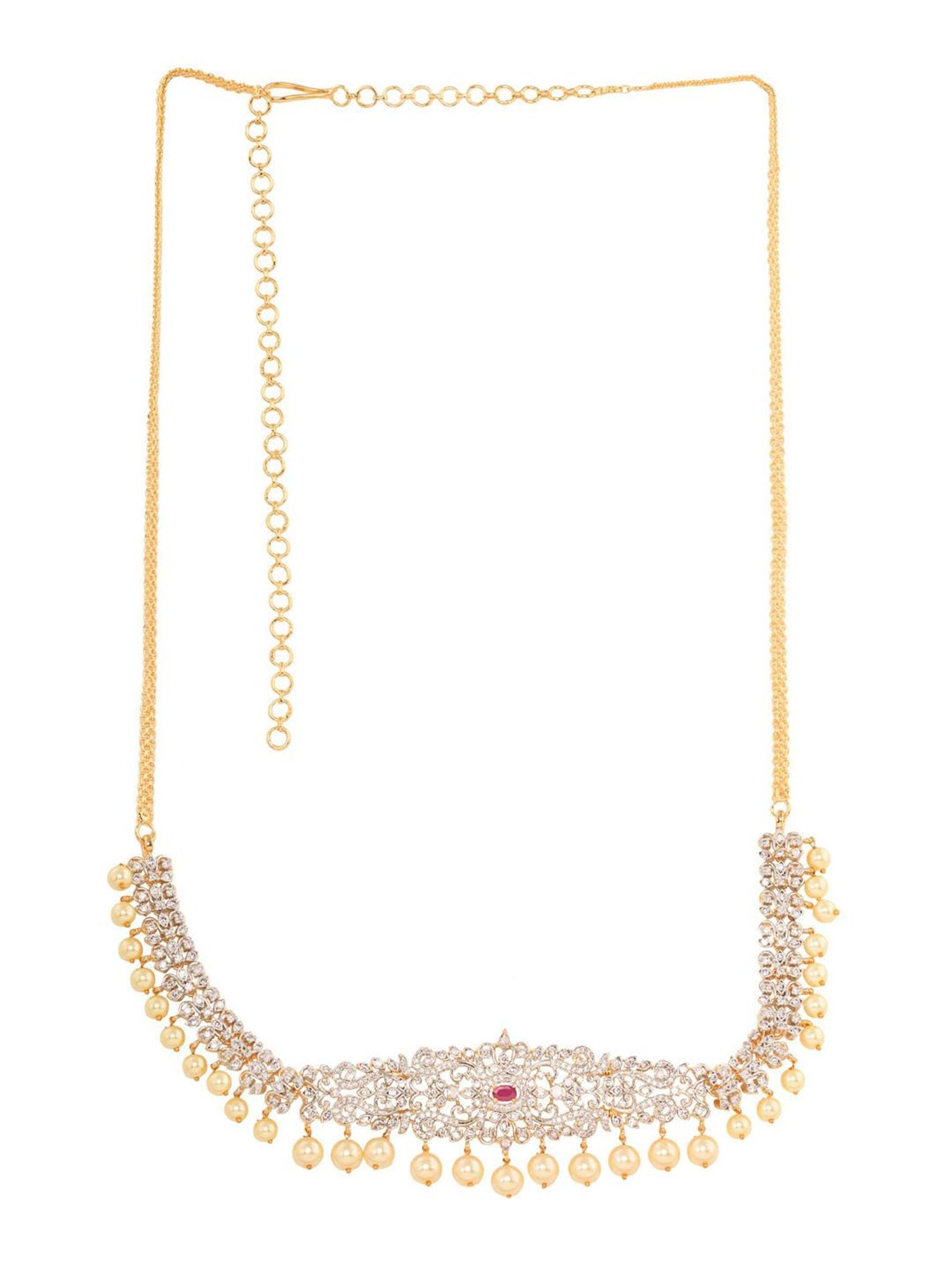 Saraf Rs Jewellery Silver Toned White Ad Studded Floral Motif Kamarbandhkamarbandh