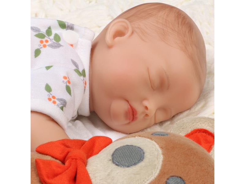 Paradise Galleries Sleeping Tiny Reborn Baby Doll 12 inch - Bitsy Baby Bear Hugs, Full Vinyl Arms & Legs, 4-Piece Gift Set, Safety Tested for 3+